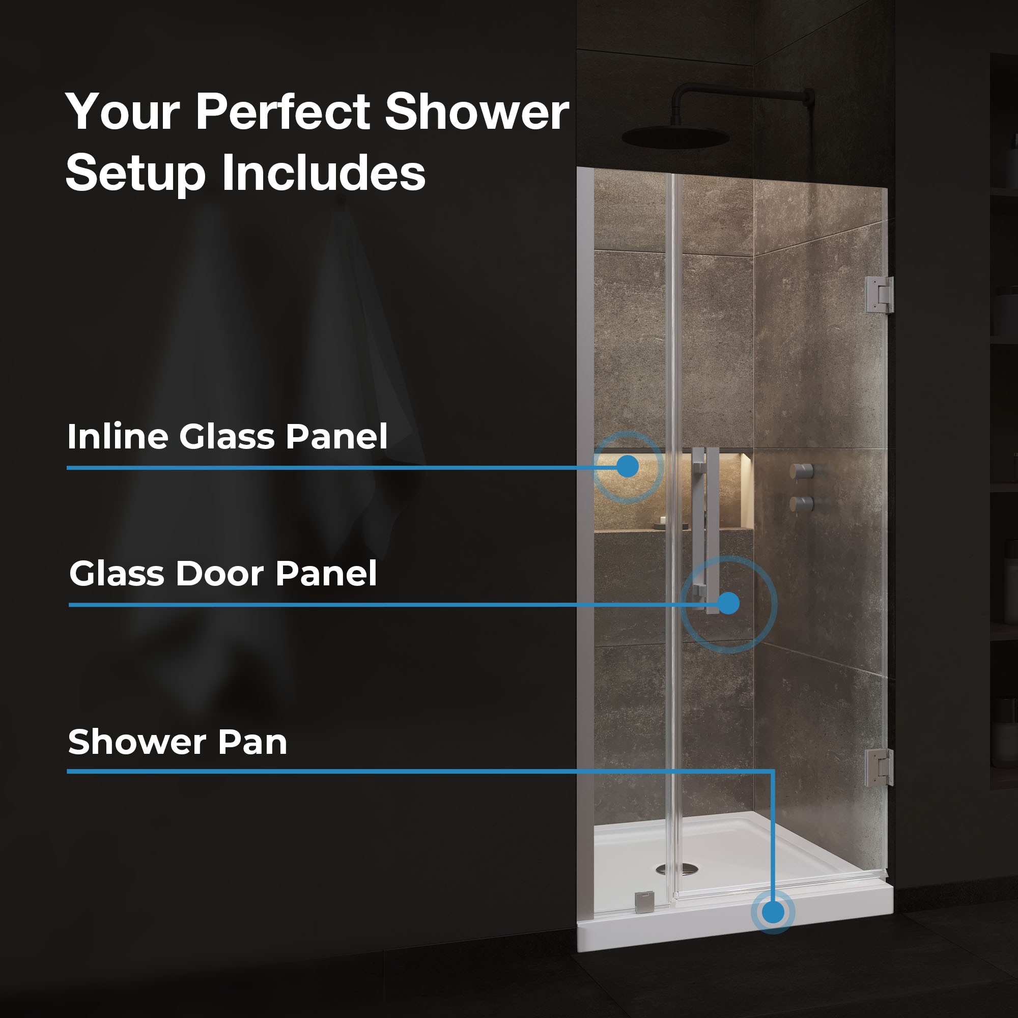 OVE Decors 15SKC-PANM36-BLK Alcove-Shower-Kit - View #15