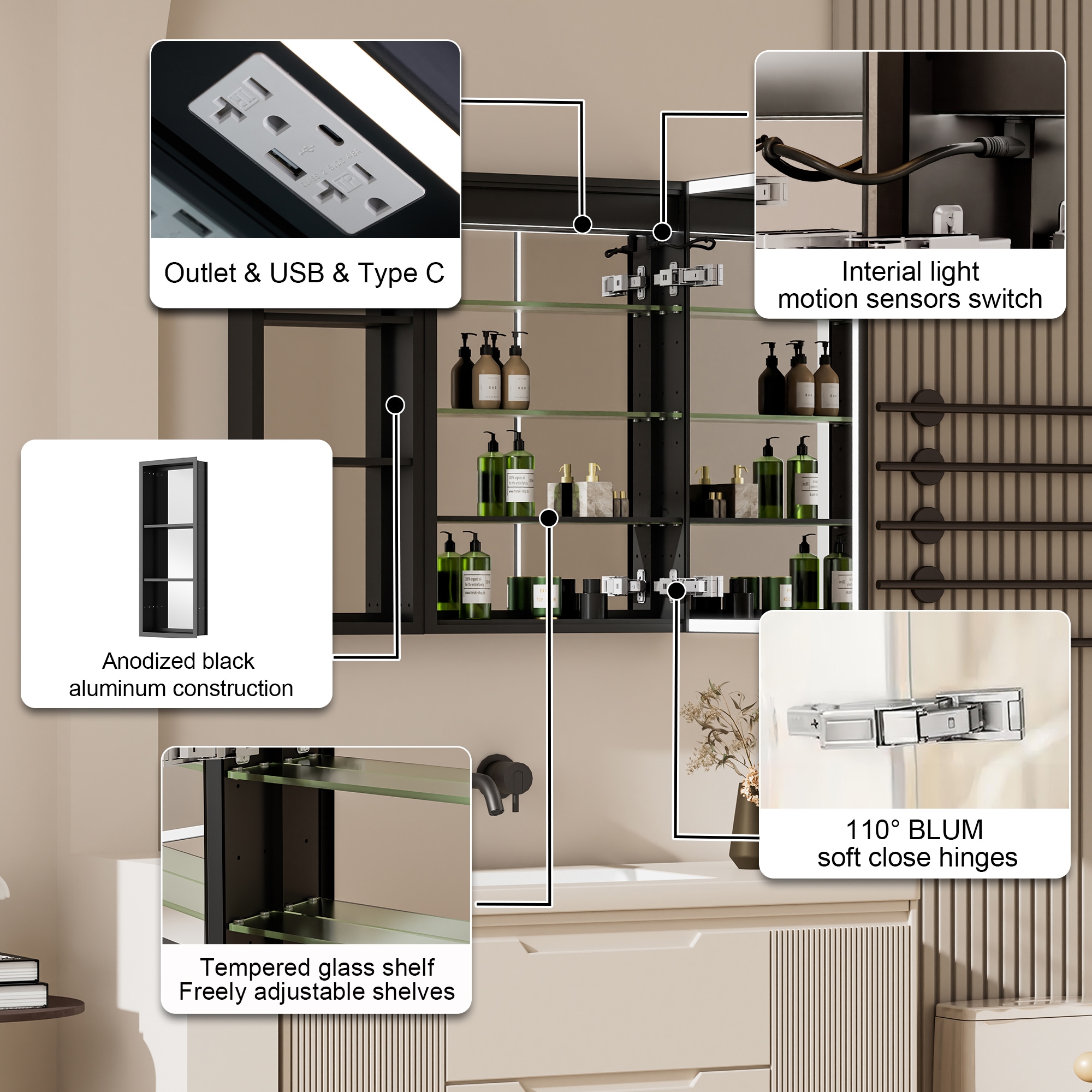 Forclover MEAM-12M3230RMC Bathroom-Medicine-Cabinets - View #2