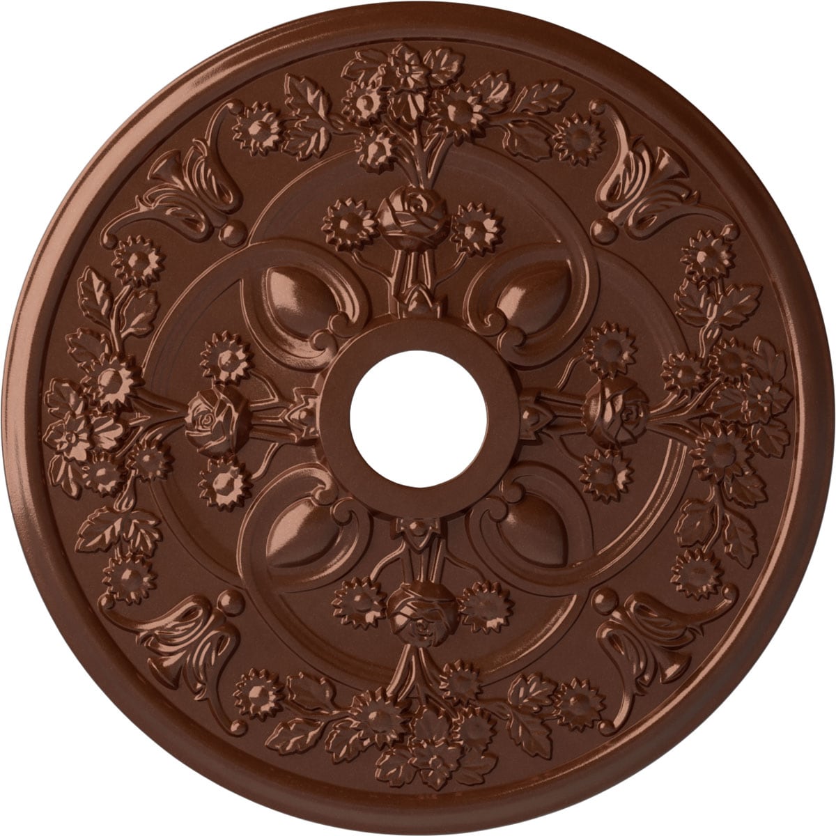 Ekena Millwork CM30ROCPS Rose 30.875-in W x 30.875-in L Painted Copper Penny Polyurethane Whole Ceiling Medallion