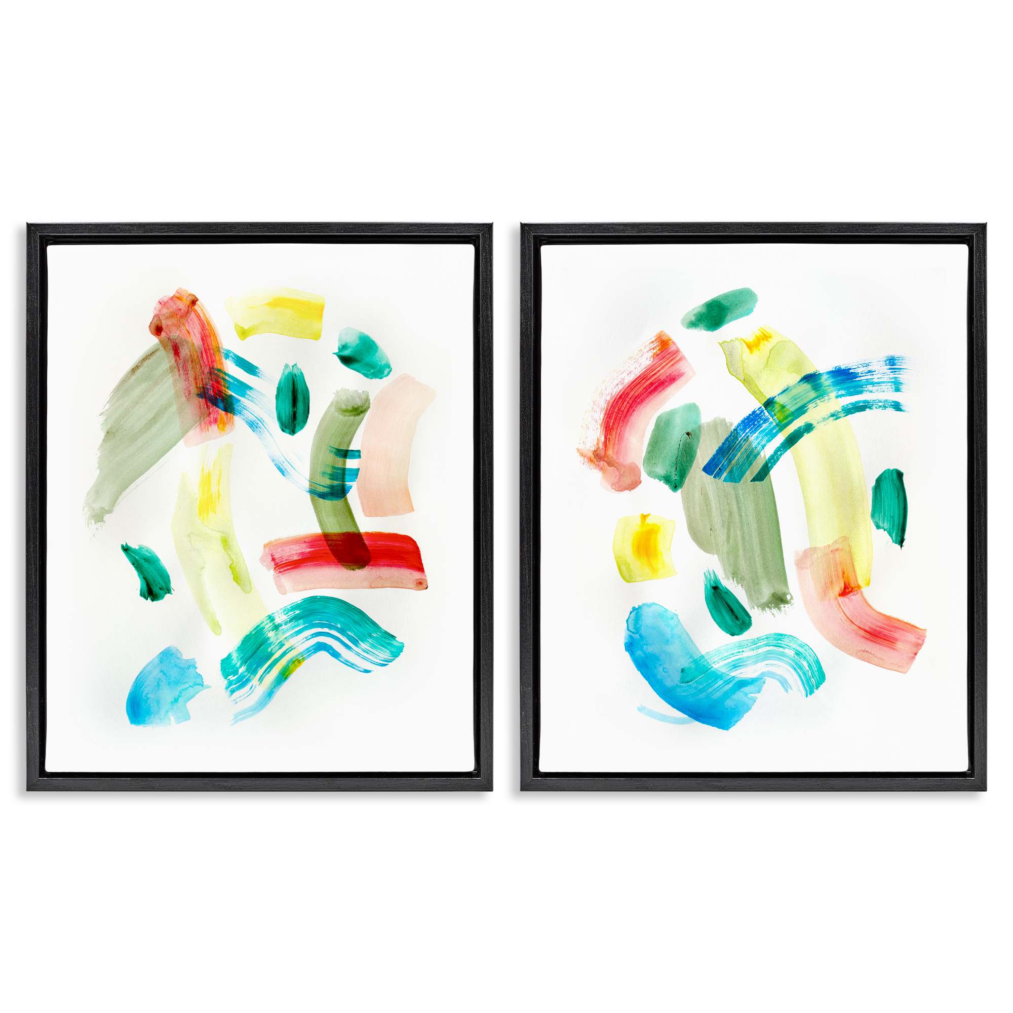 Stupell Industries B2-887-FFB-2PC-16X20 Macarana Abstract Hues 2 Piece Black Framed Floater Canvas Set By Gemma Bardot 17 x 21