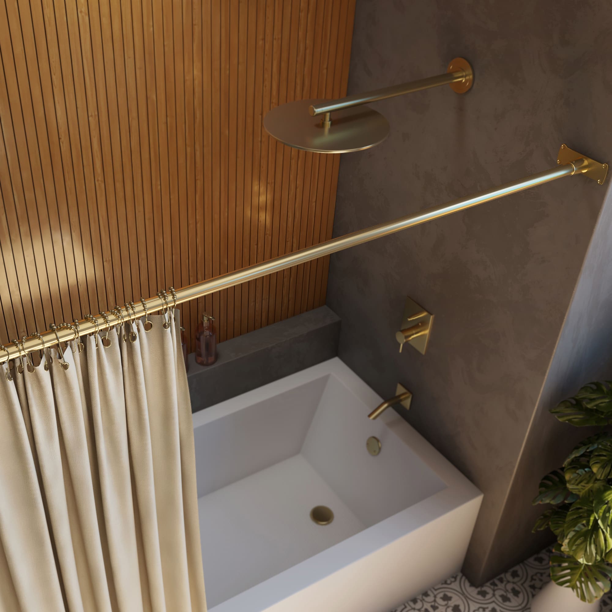 DreamLine SR32260S30 Linea 60-in to 60-in Brushed Brass Fixed Single straight Shower Curtain Rod