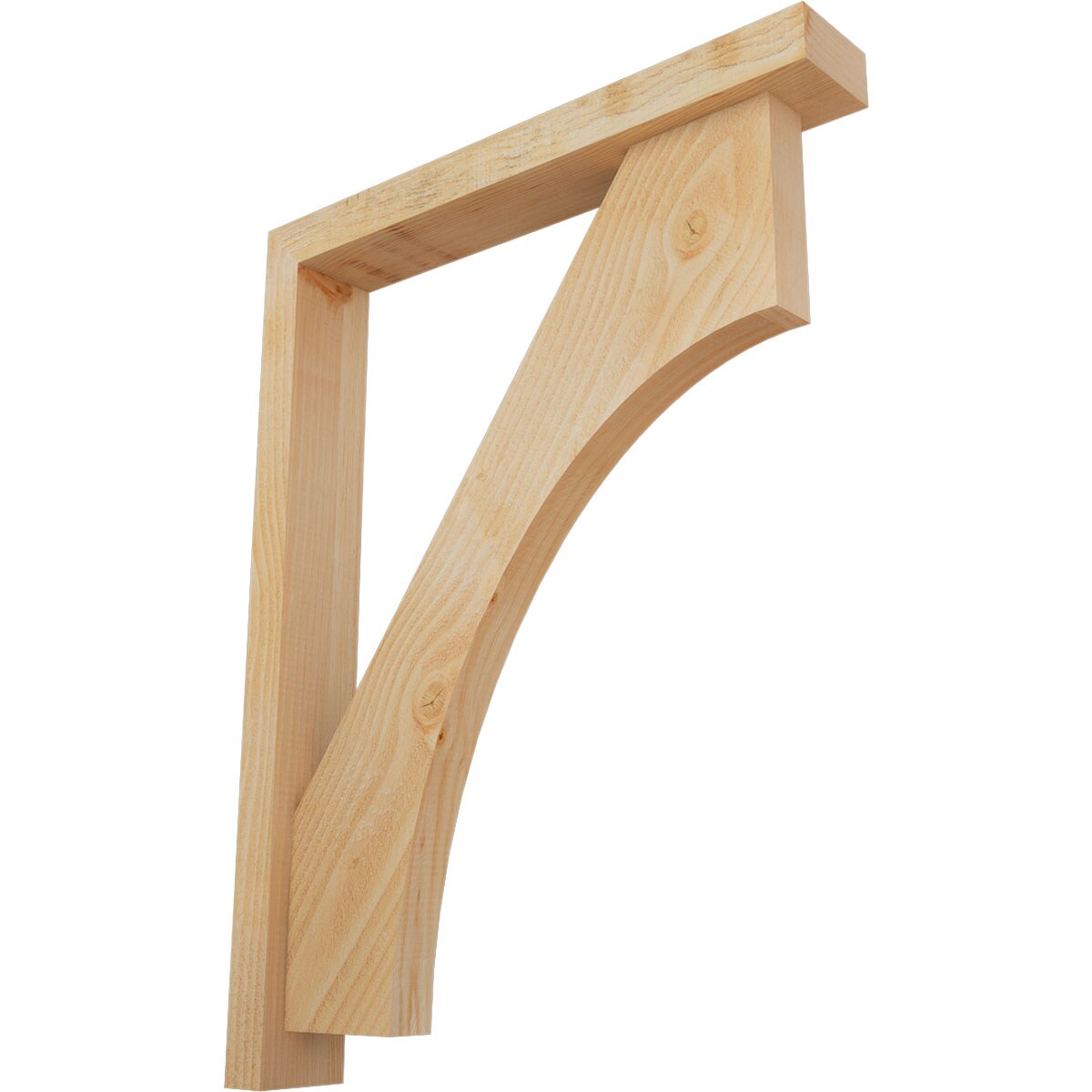 Ekena Millwork 1464528 Westlake block rough sawnbracket with offset brace 4-in x 26-in x 34-in Douglas fir Brown Wood Standard bracket