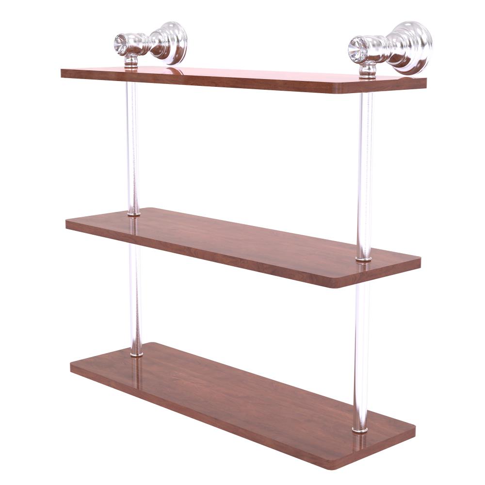 Allied Brass CC-5-16-IRW-SCH Carolina Crystal Satin Chrome 3 -Tier Wall mount Bathroom Shelf ( 16-in x 16-in x 5-in )