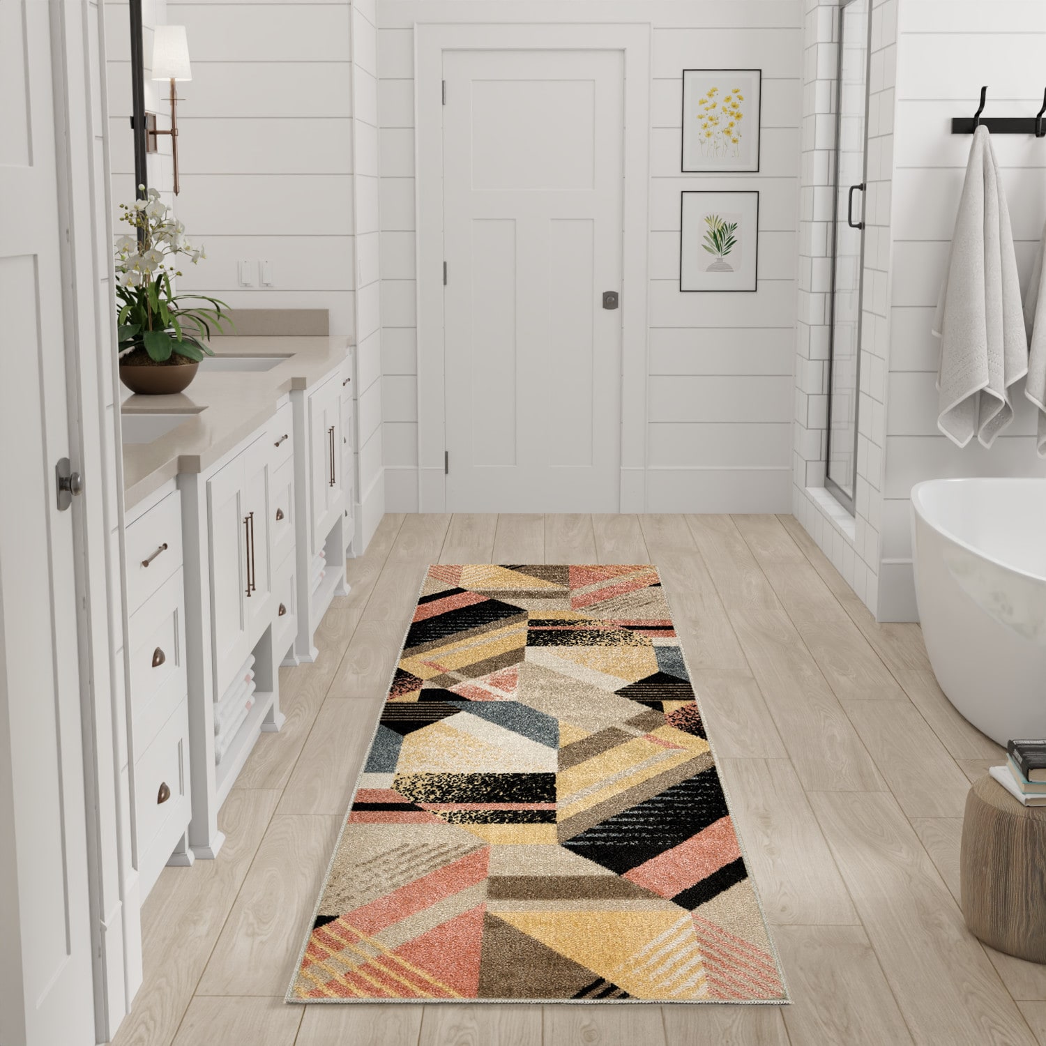 Nourison Home 099446993014 Washable Decor 2 x 6 (ft) Polyester Multicolor Rectangular Indoor Abstract Machine washable Runner rug