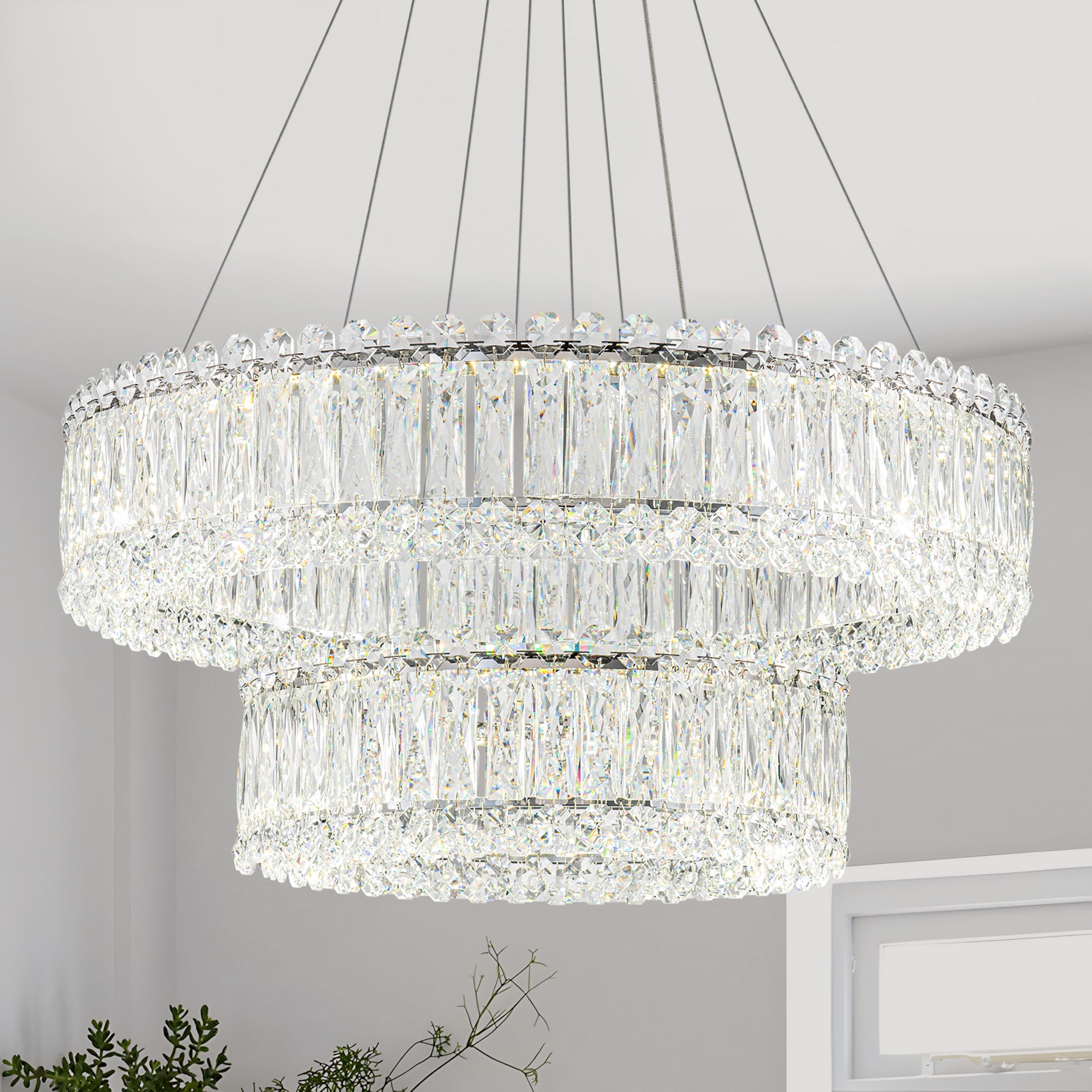 LamQee 06FTL0292DCL LED Crystal Chandelier 1 -Light Stainless steel Modern/contemporary Integrated LED For Use in Bedrooms, Dining Rooms, Foyers, Kitchens, Living Rooms Chandelier