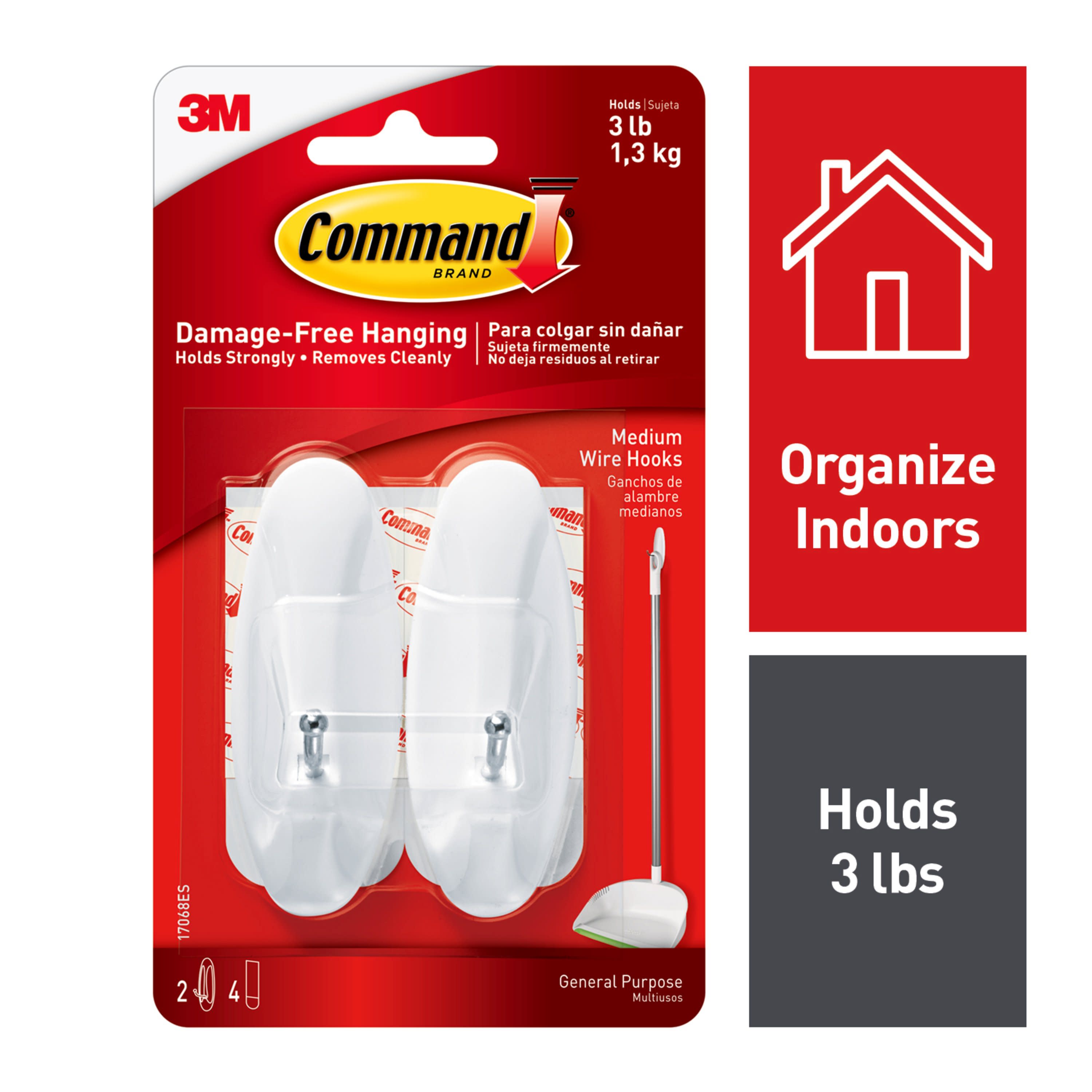 Command Small 12-Pack White Adhesive Wire Hook (12-lb Capacity)