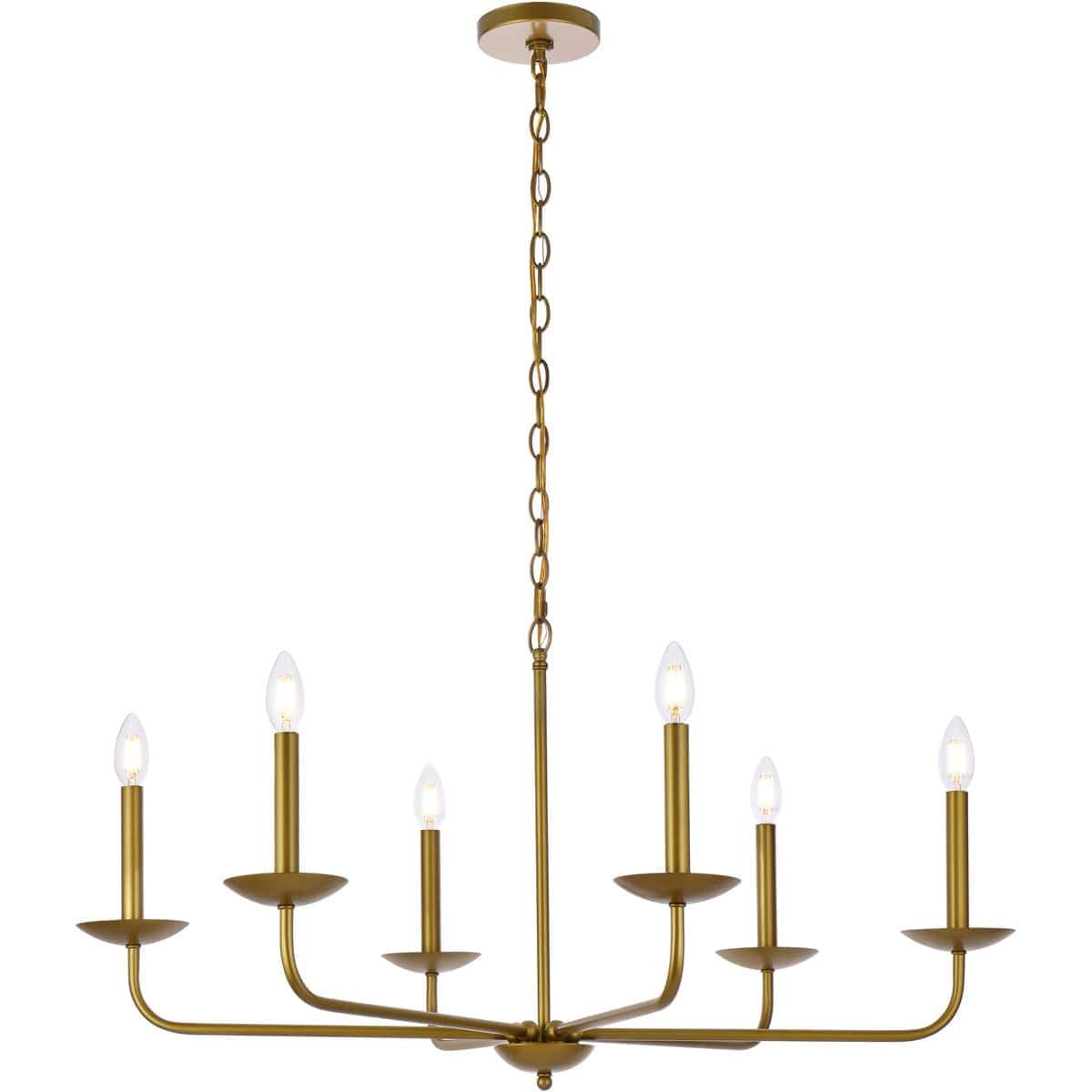 Elegant Lighting Living District LD812D36BR Cohen 6 Light 36 inch Brass Pendant Ceiling Light