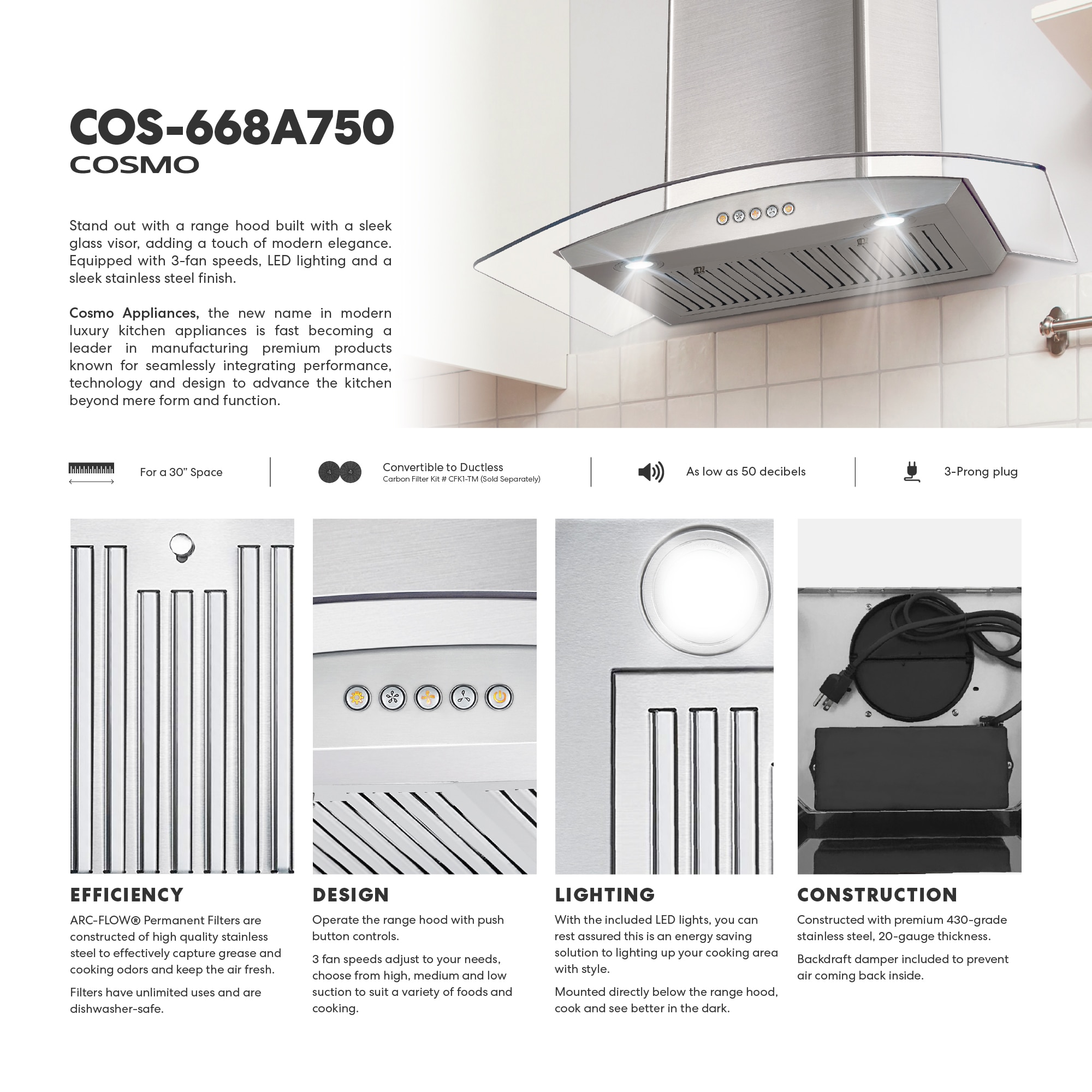 Cosmo COS-668A750 Wall-Mounted-Range-Hoods - View #4