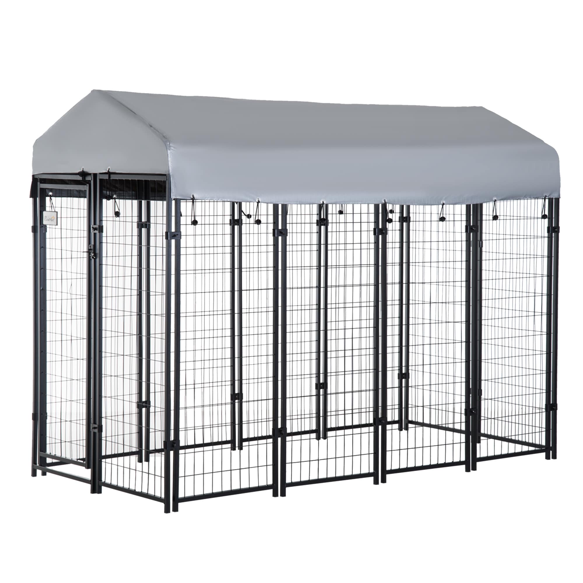 PawHut D02-012 8x4x6 Outdoor Dog Kennel Steel Fence UV Roof​ - Thumbnail