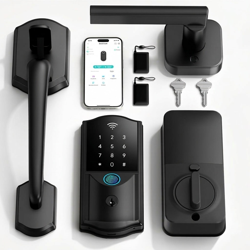 Adrinfly WiFi Smart Door Lock Set Keyless Entry Fingerprint App Control Digital Keypad Deadbolt Handle Auto Lock Alexa Google Home 1 Set #LAD0509M16