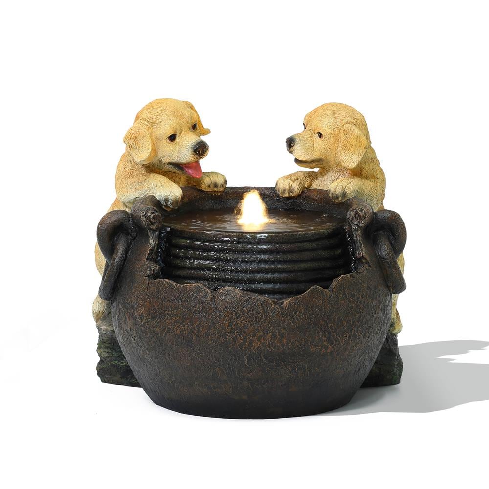 LuxenHome WHF1950 15.2-in H Resin Outdoor Fountain Statue Pump Included