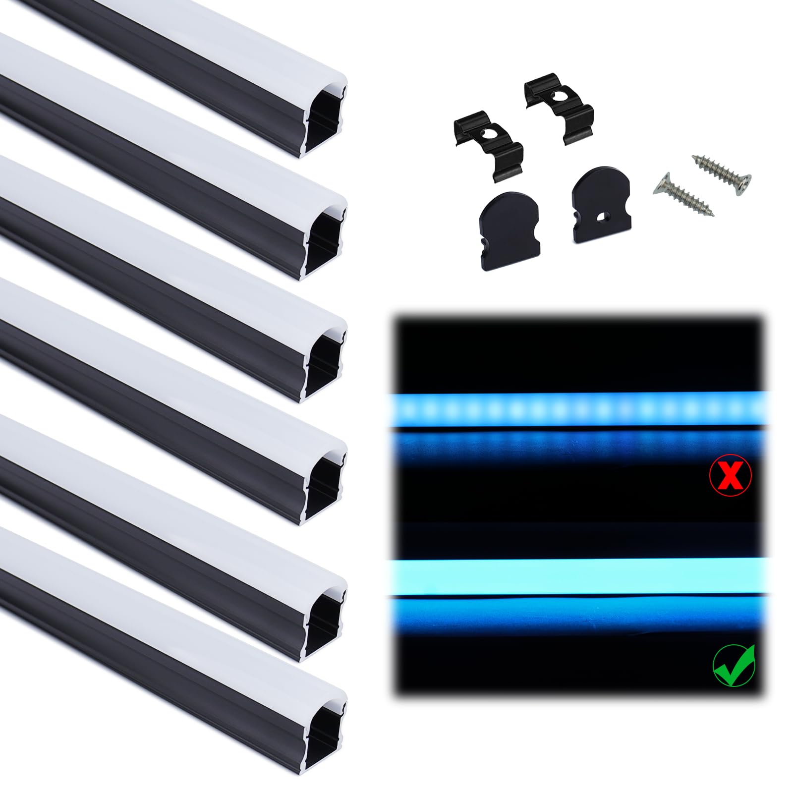 Led Pvc Strp KHKFY 6 Pack Three Point Three Foot Excellent Spotless LED Channel ...