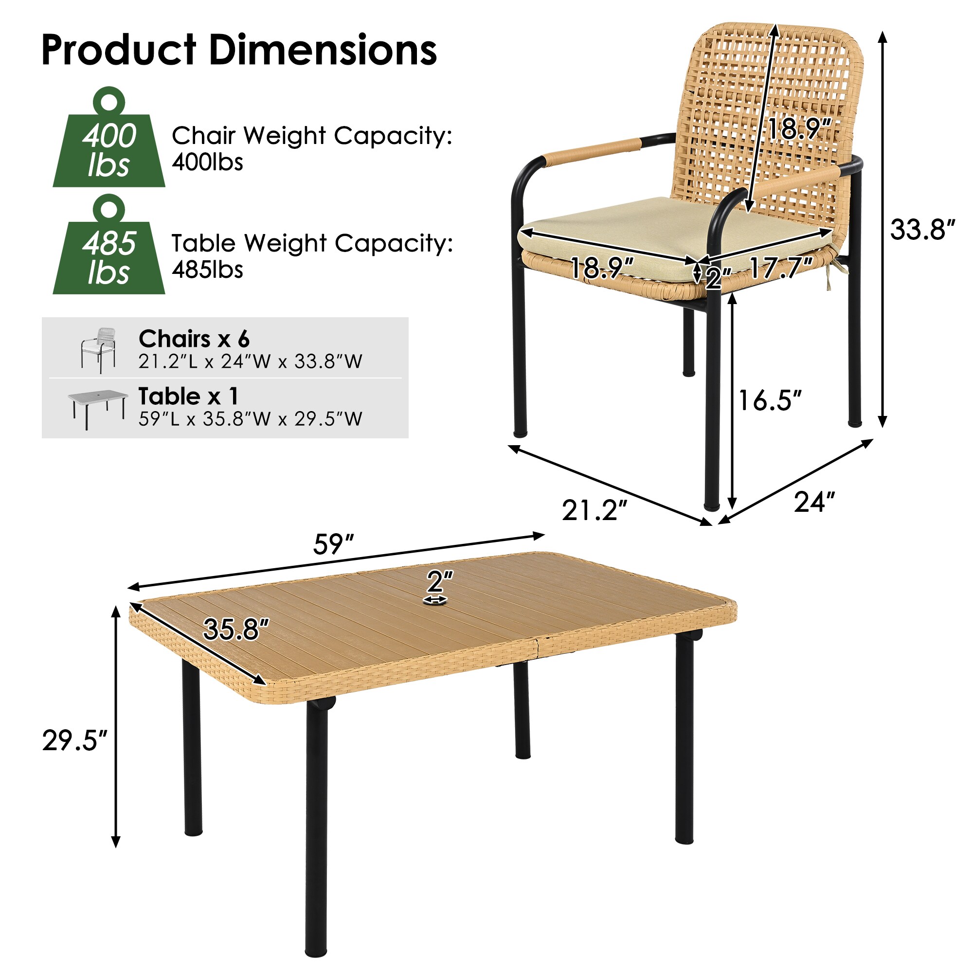 Mondawe MO-702PBK Patio-Dining-Sets - View #5