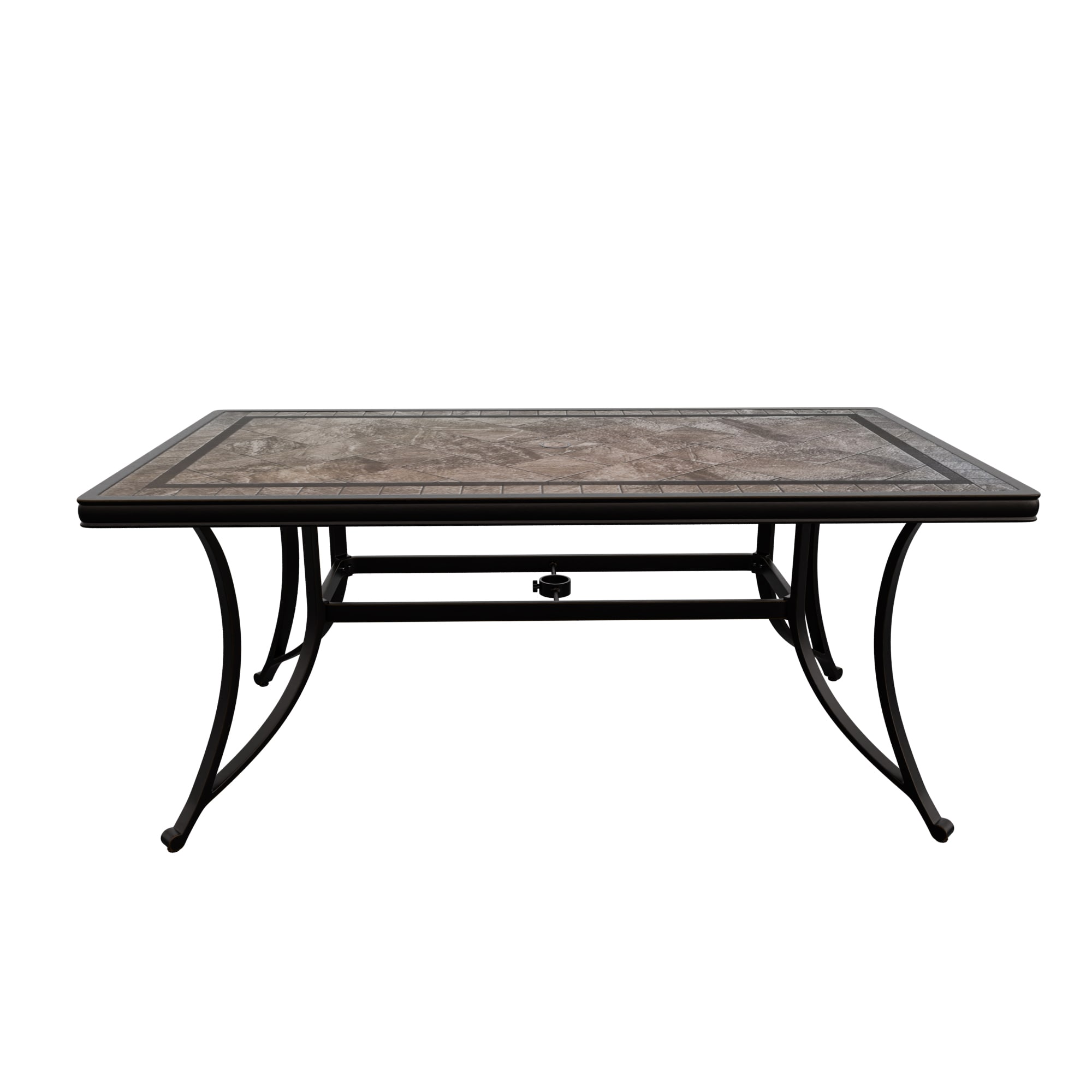 Mondawe MD00298501 Patio Table Rectangle Outdoor Dining 36.02-in W x 66.14-in L with Umbrella Hole