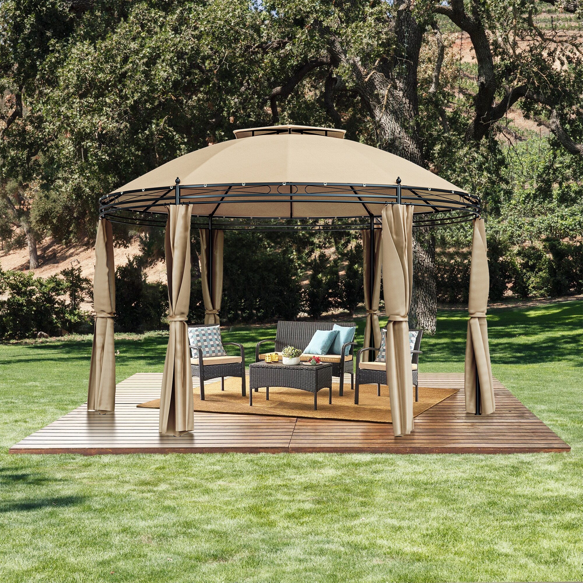 WELLFOR TDJ10384BN Wood-Resin-Gazebos - View #4
