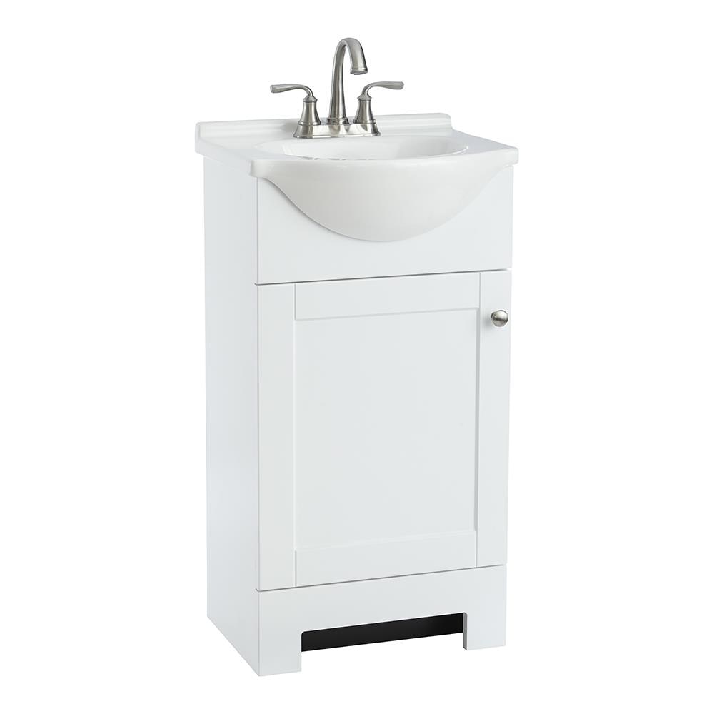style selections euro 18-in white single sink bathroom vanity with