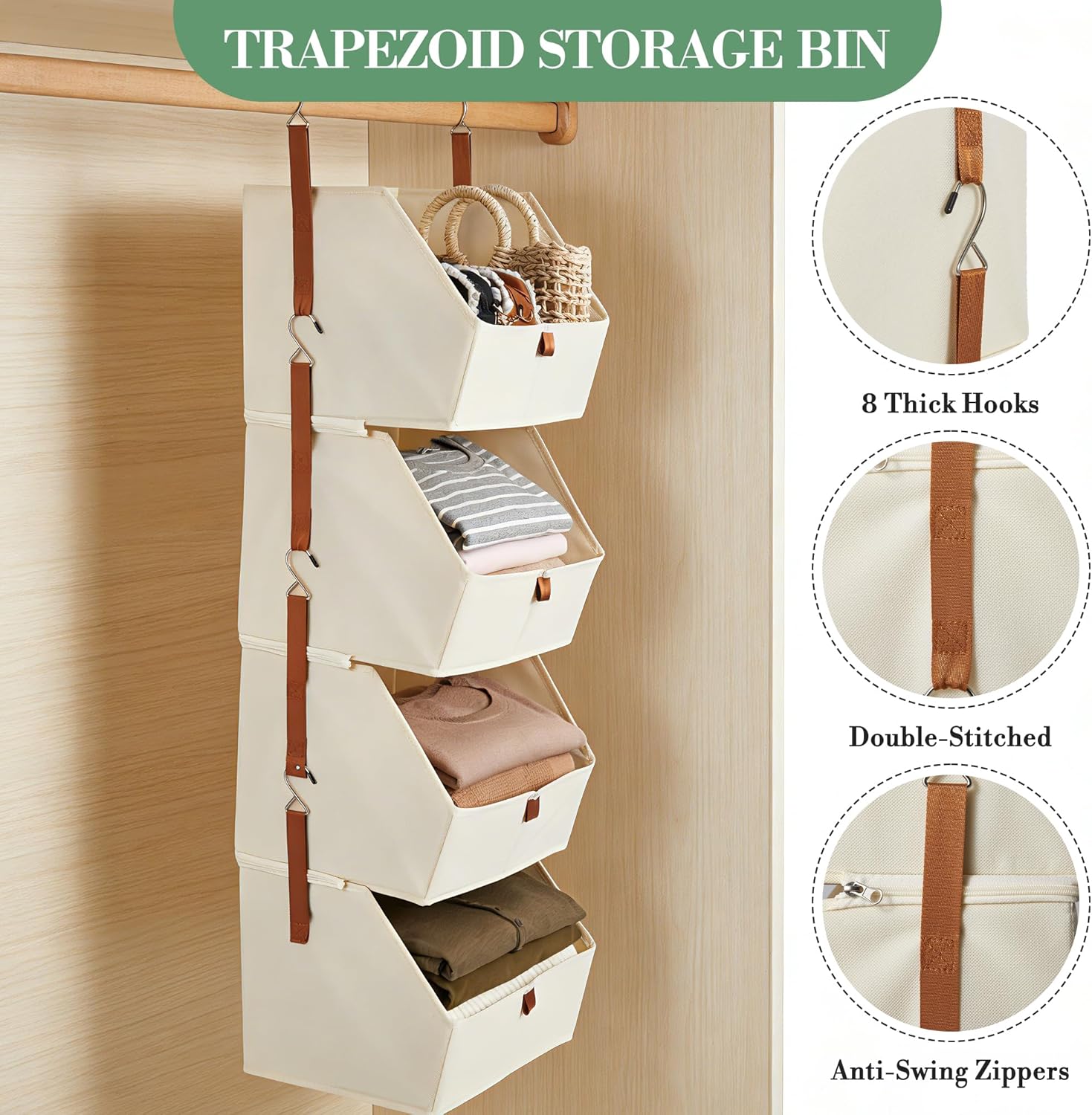 GAOMON Two pack hanging closet organizer 4 tier non woven fabric