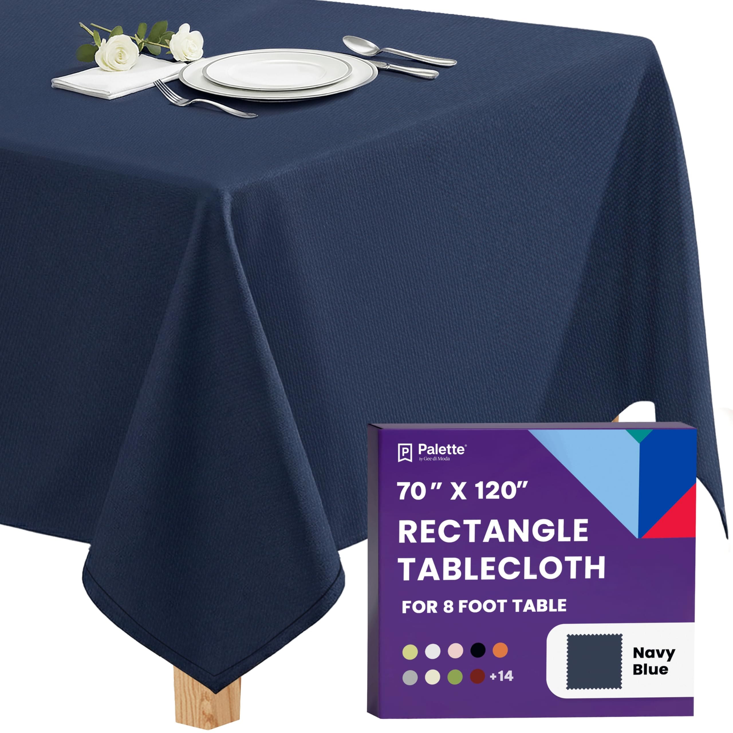 Gee Di Moda  Rectangle Tablecloth - 70 x 120 Inch Navy Blue Rectangle Table Cloth - Heavy Duty Washable Fabric - for Buffet Table Holiday Party Dinner Wedding and Baby Shower