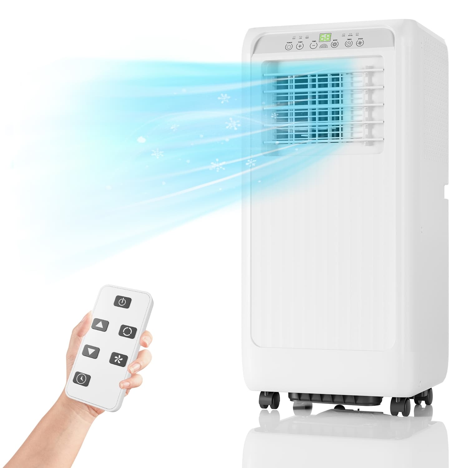 Qeetex LSHQQPHO-10G4S3CZ 5000 BTUs（8000BTU ASHRAE）Portable Air Conditioner   3 in 1 Air Conditioner Unit  Cools 350 sq  ft   50dB Ultra Quiet  with Dehumidifier  Fan  Cooling  24 Hour Timer Mode  Window Kit and Remote Control White