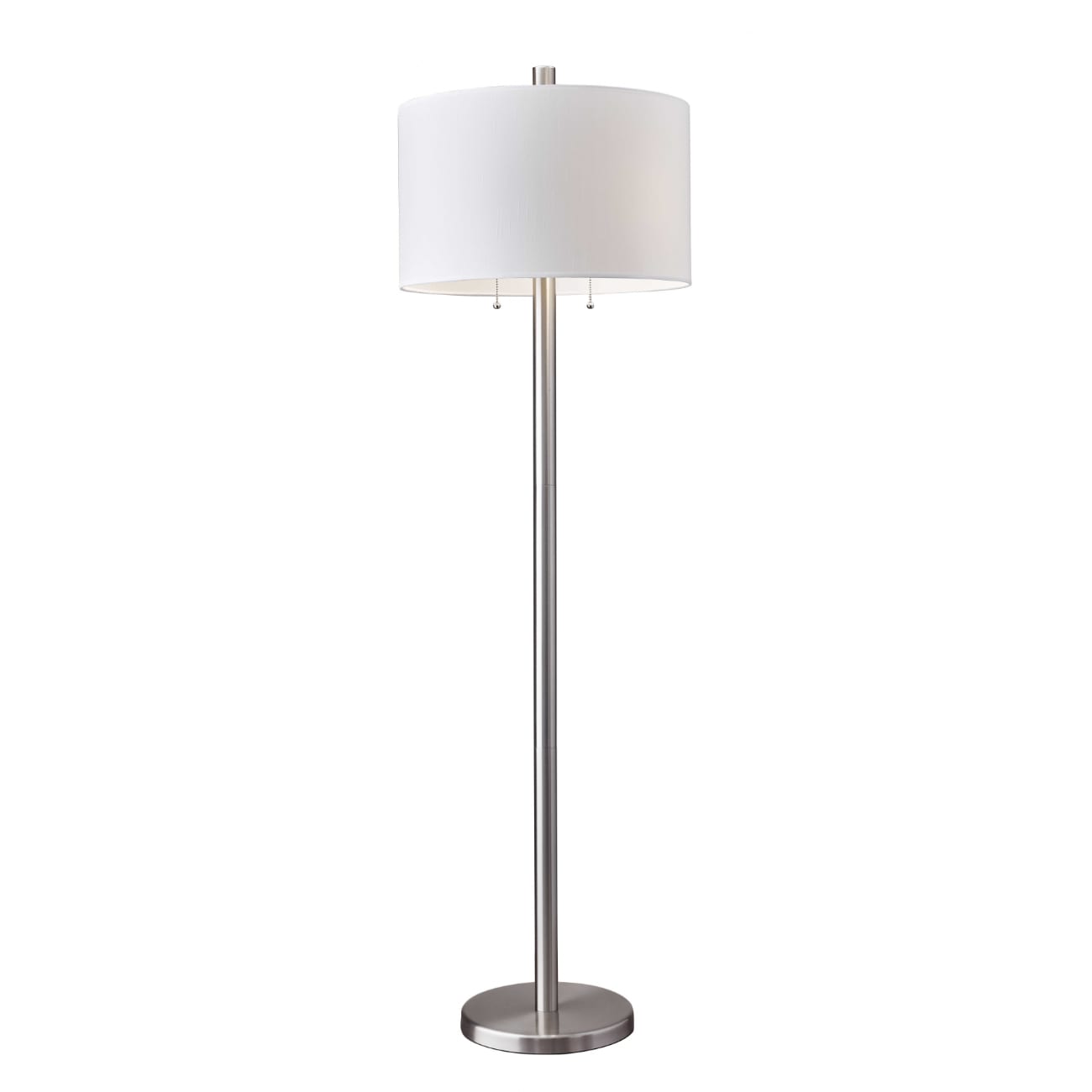 HomeRoots Classic Steel with Double Bulb and White Shade Floor Lamp in ...
