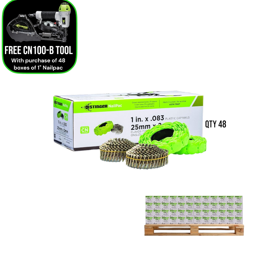 STINGER 0136260-B1 1-in 12 -Gauge Electro-Galvanized Plastic Cap Nails ( 96000 -Per Box )