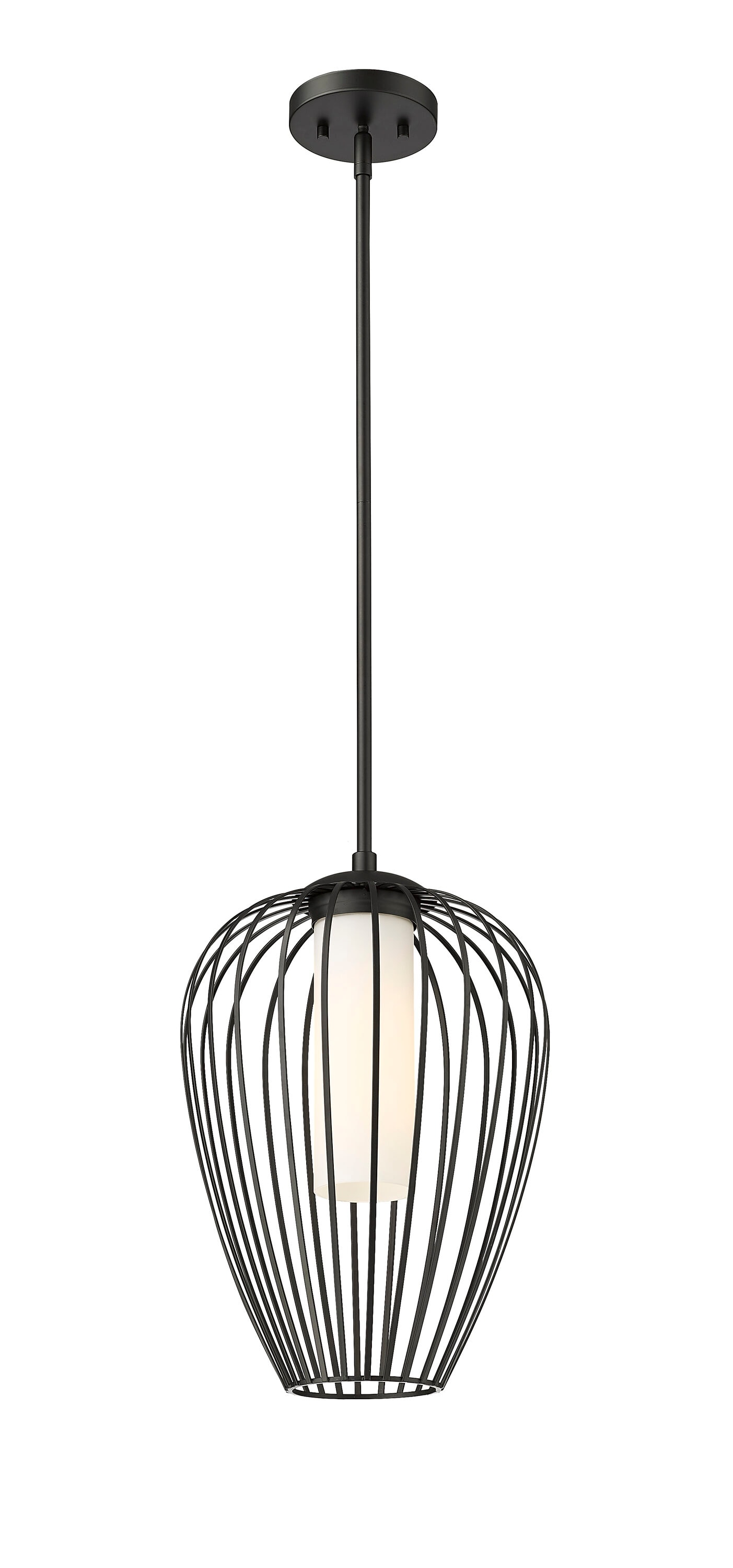 Modern Matte Black Tulip Pendant Light with Glass Shade