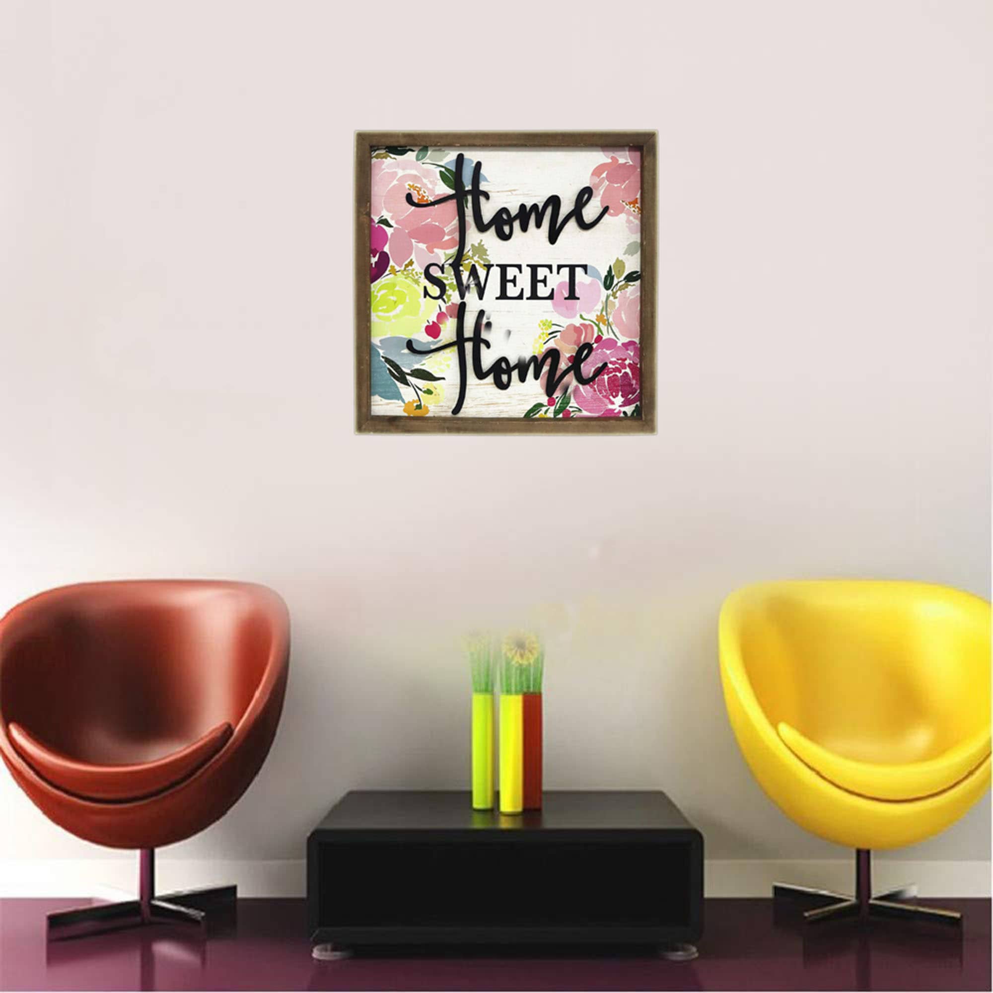 Home Sweet Home Floral Wood Wall Sign, 15.8" x 15.8"