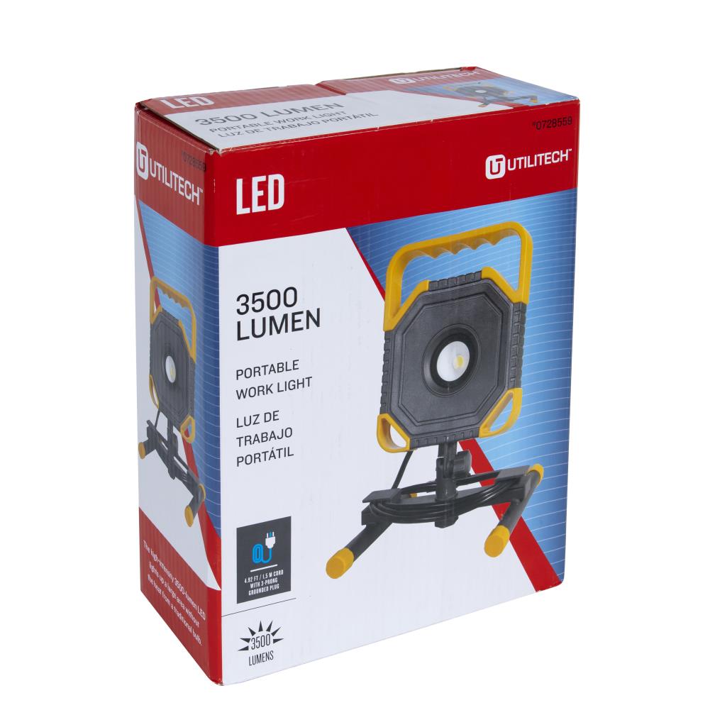 Utilitech 3500-Lumen LED Yellow Plug-in Portable Work Light at