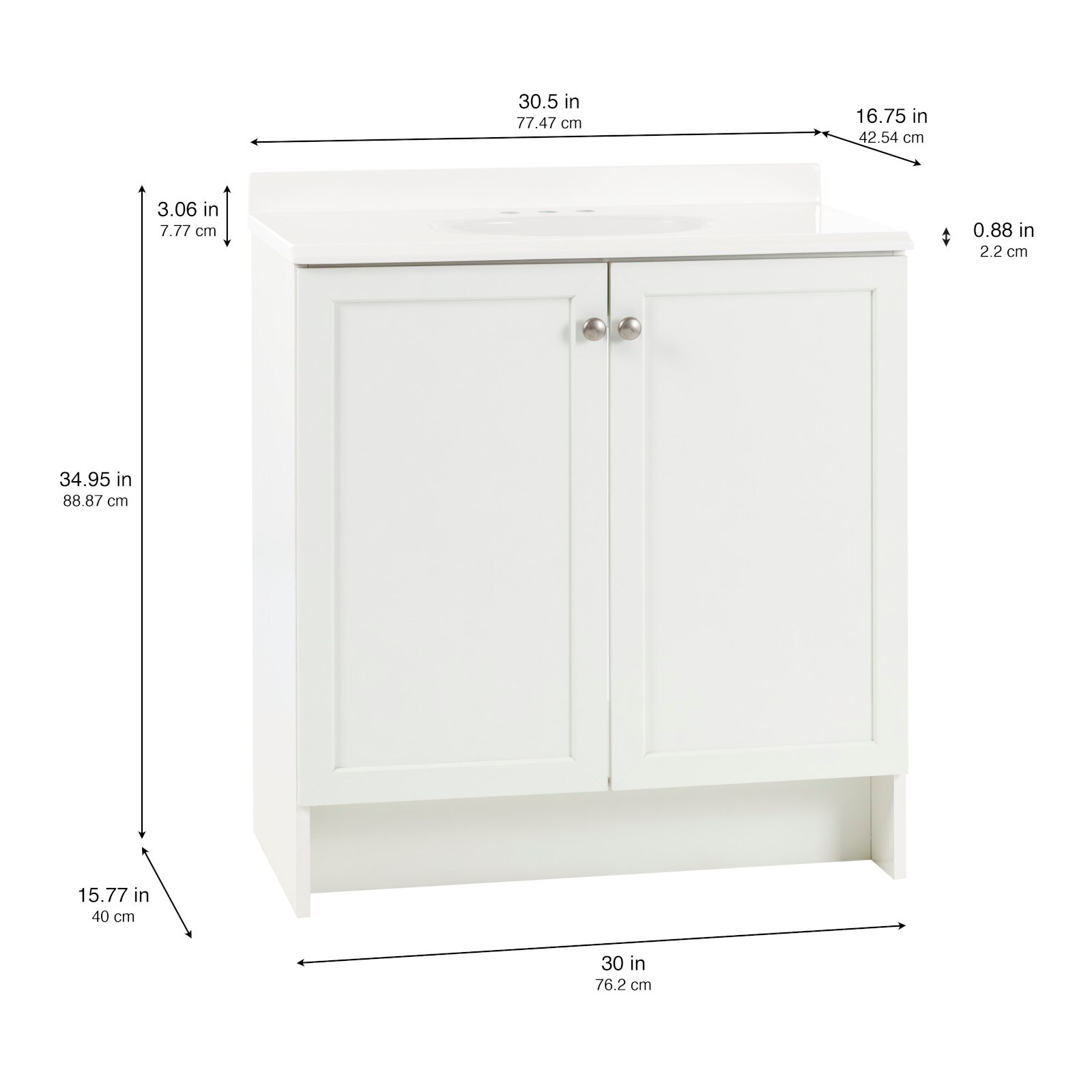 Project Source 30-in White Single Sink Bathroom Vanity with White ...