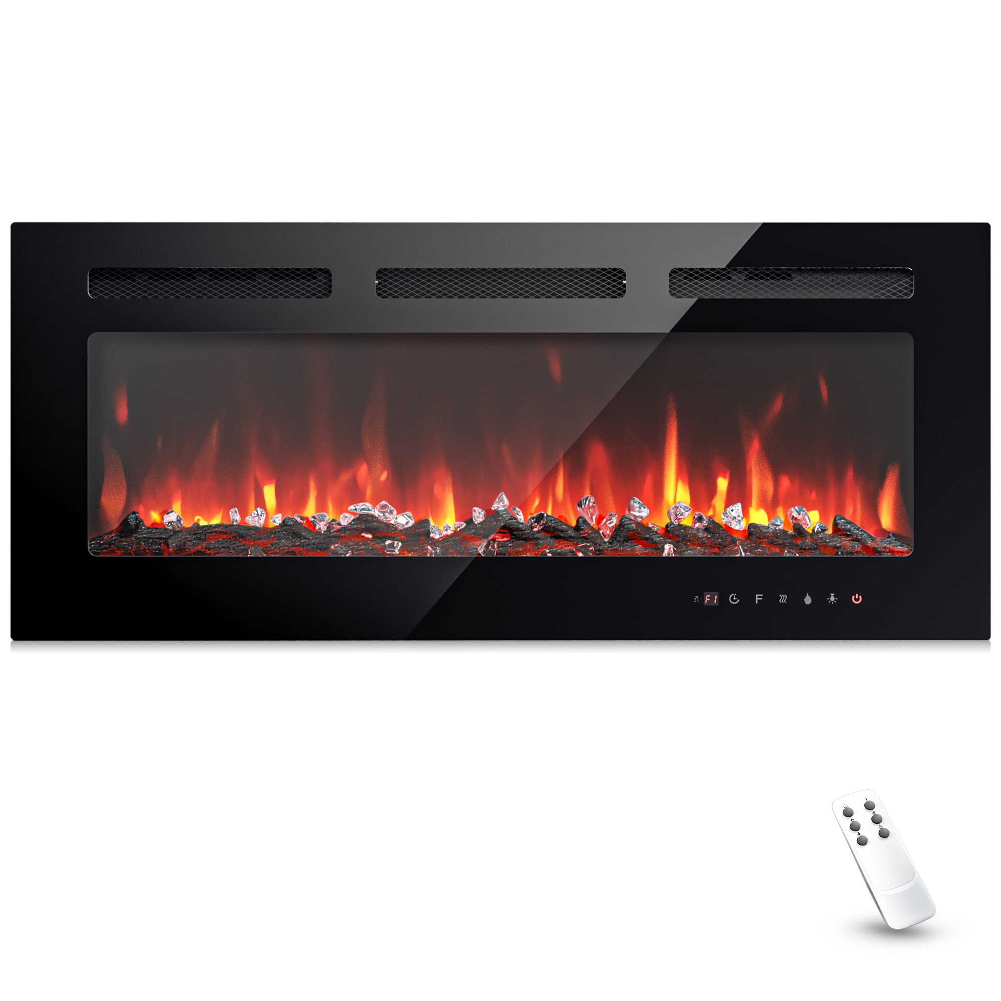 Euhomy EF002-40BL-E-LS-SC 40 Inch Electric Fireplace Wall Recessed and Wall Mounted with Adjustable Flame Color