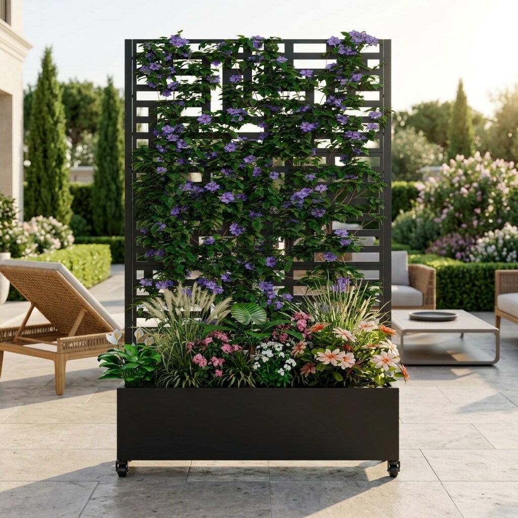 ZAKLOOP Galvanized Metal Raised Garden Bed Planter Box with Trellis for ...