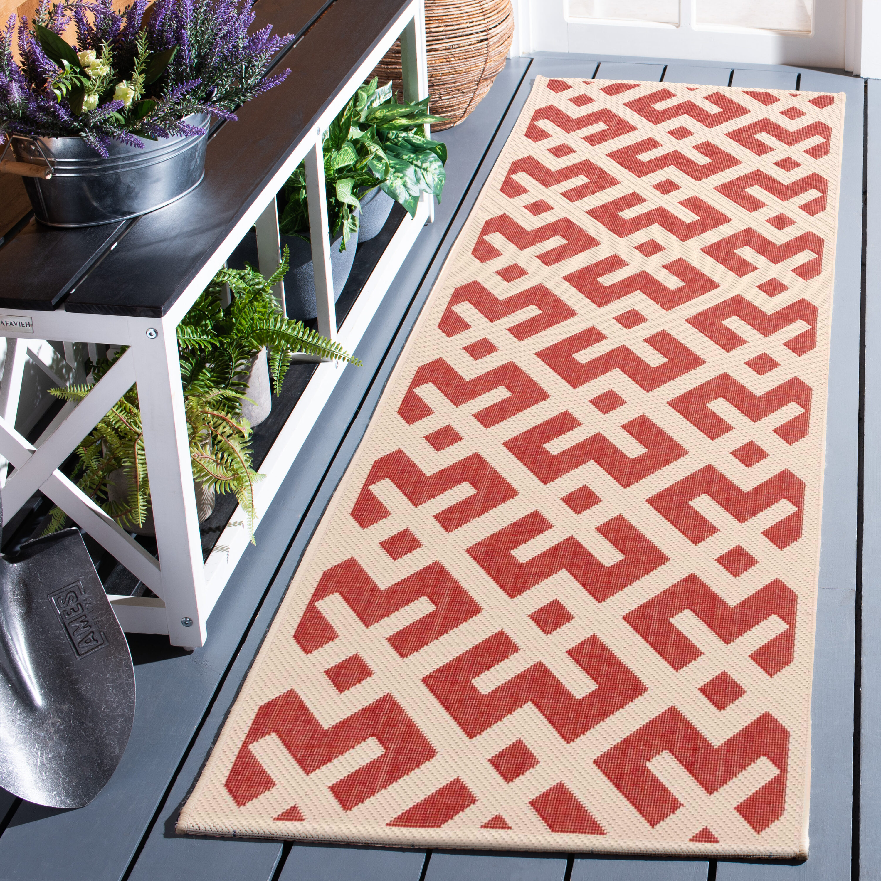 Courtyard 6915 Red Bone 2in-3ft x 14in Rug