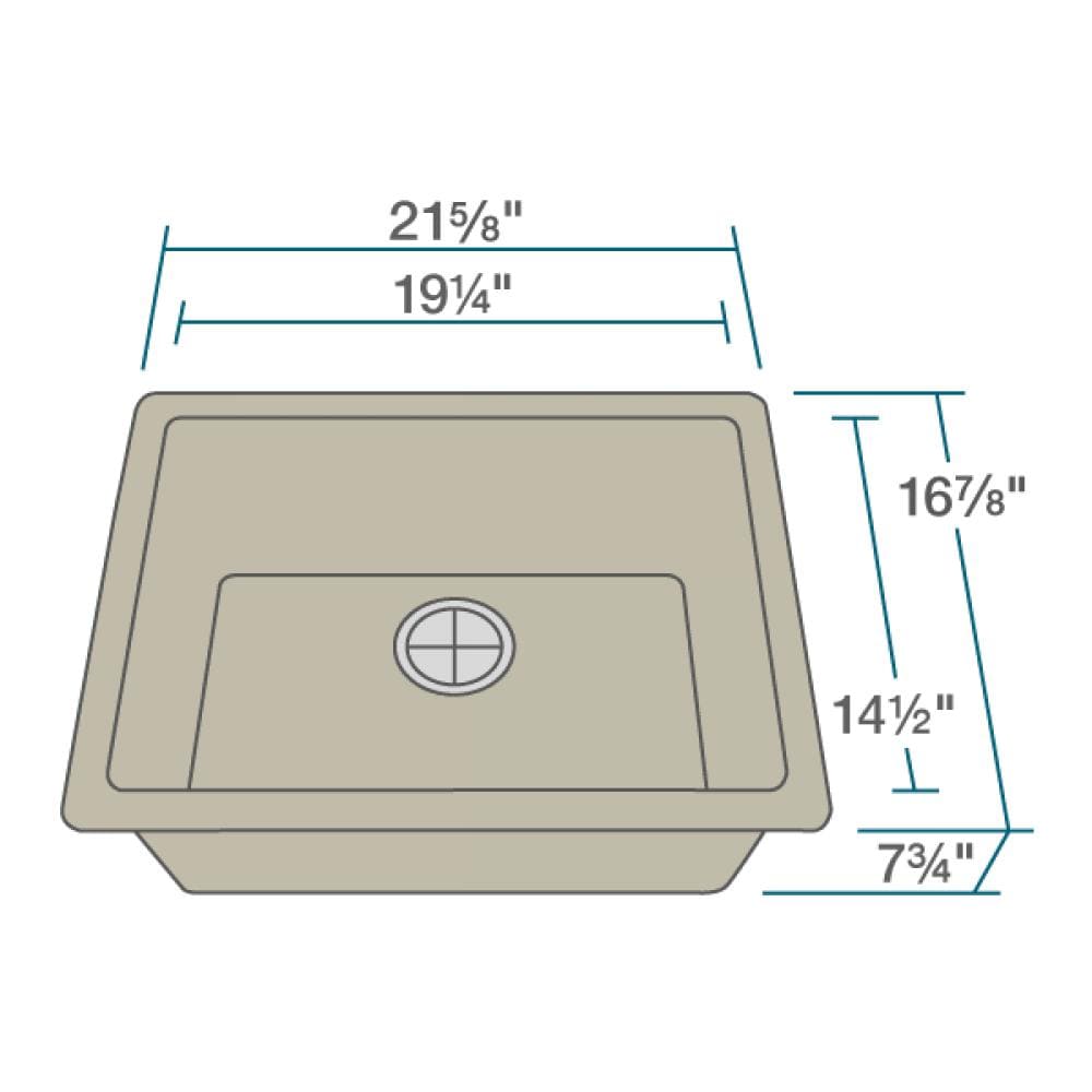 MR Direct Dual Mount 21 63 In X 16 88 In Slate Composite Single Bowl   10840375 