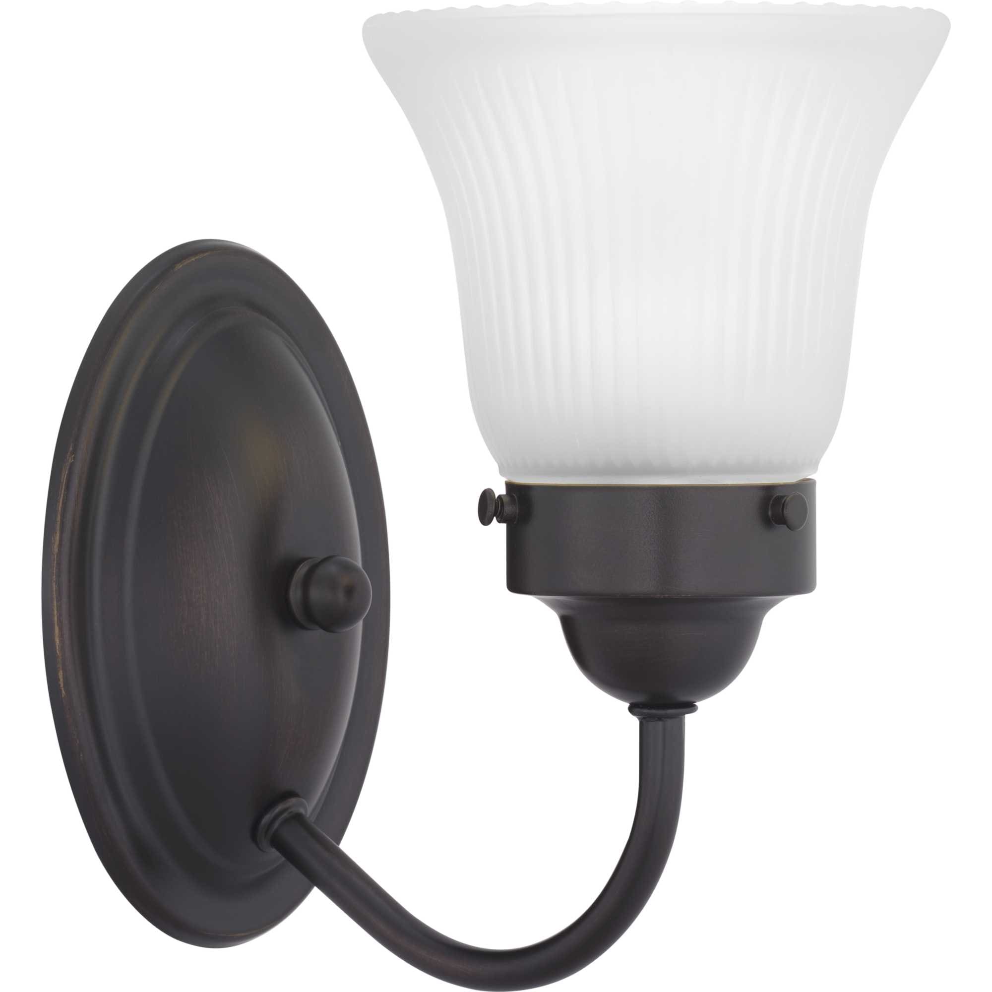 Progress Lighting P3287-20ET Fluted Glass 4.875-in 1-Light Antique Bronze Traditional Vanity Light