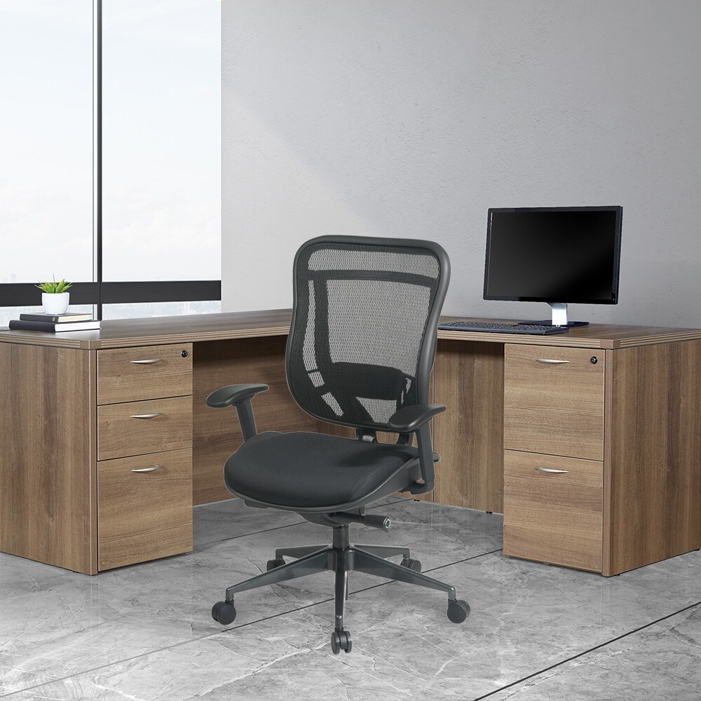 Executive High-Back Ergonomic Swivel Chair in Black and Gunmetal Mesh