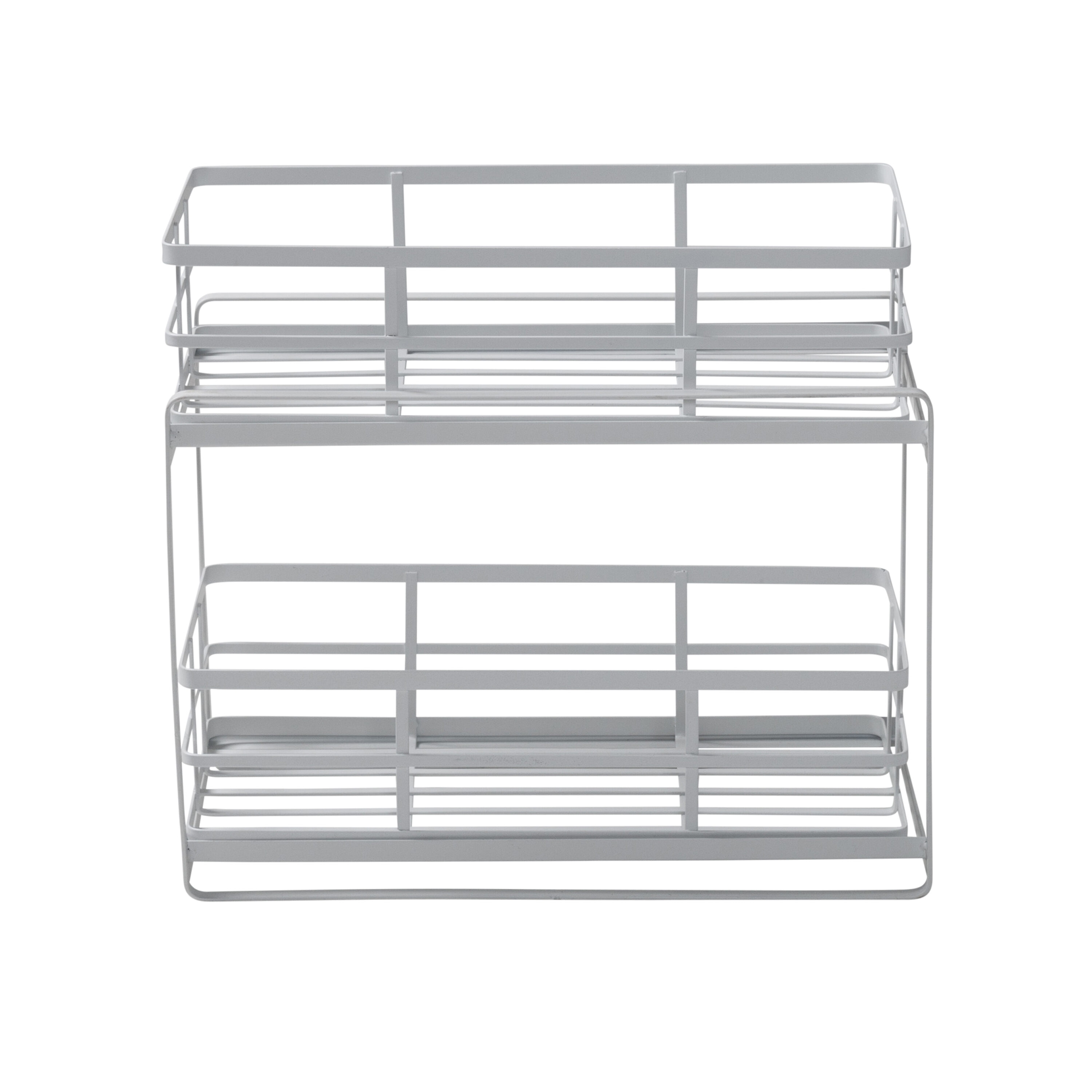 White Steel 2-Tier Sliding Basket Organizer