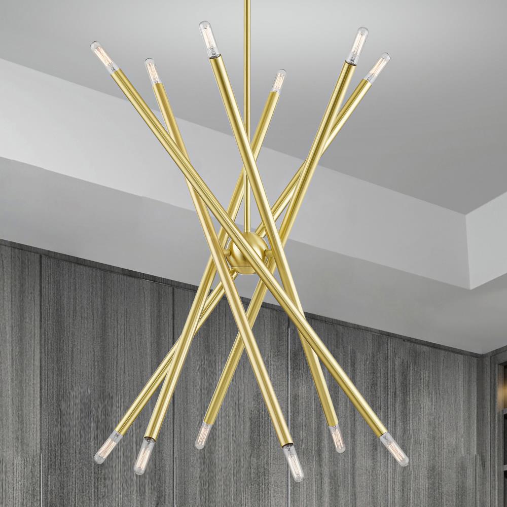 Satin Brass Sputnik 12-Light Chandelier with Adjustable Stems