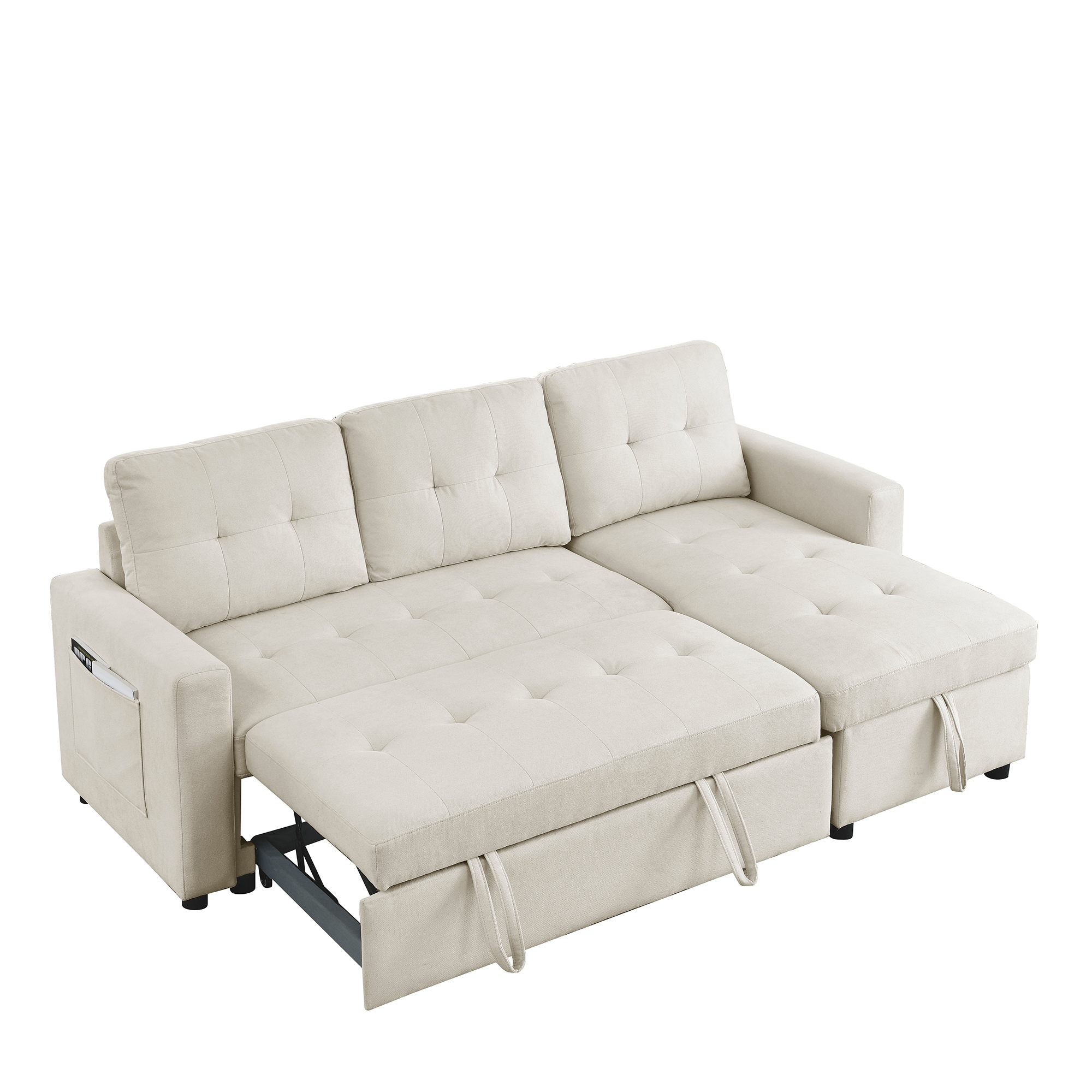Bybafun YA3700316 78.5-Inches Modern Beige Reclining Sleeper
