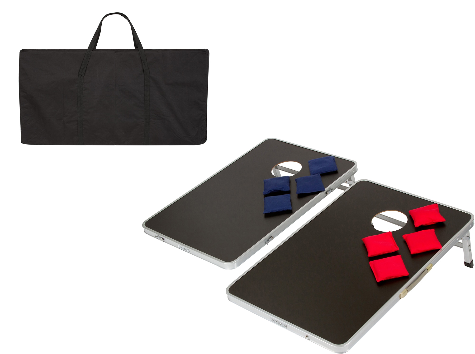 Trademark Innovations BBT-ALUM-BLCASE Outdoor Aluminum Corn hole with Case