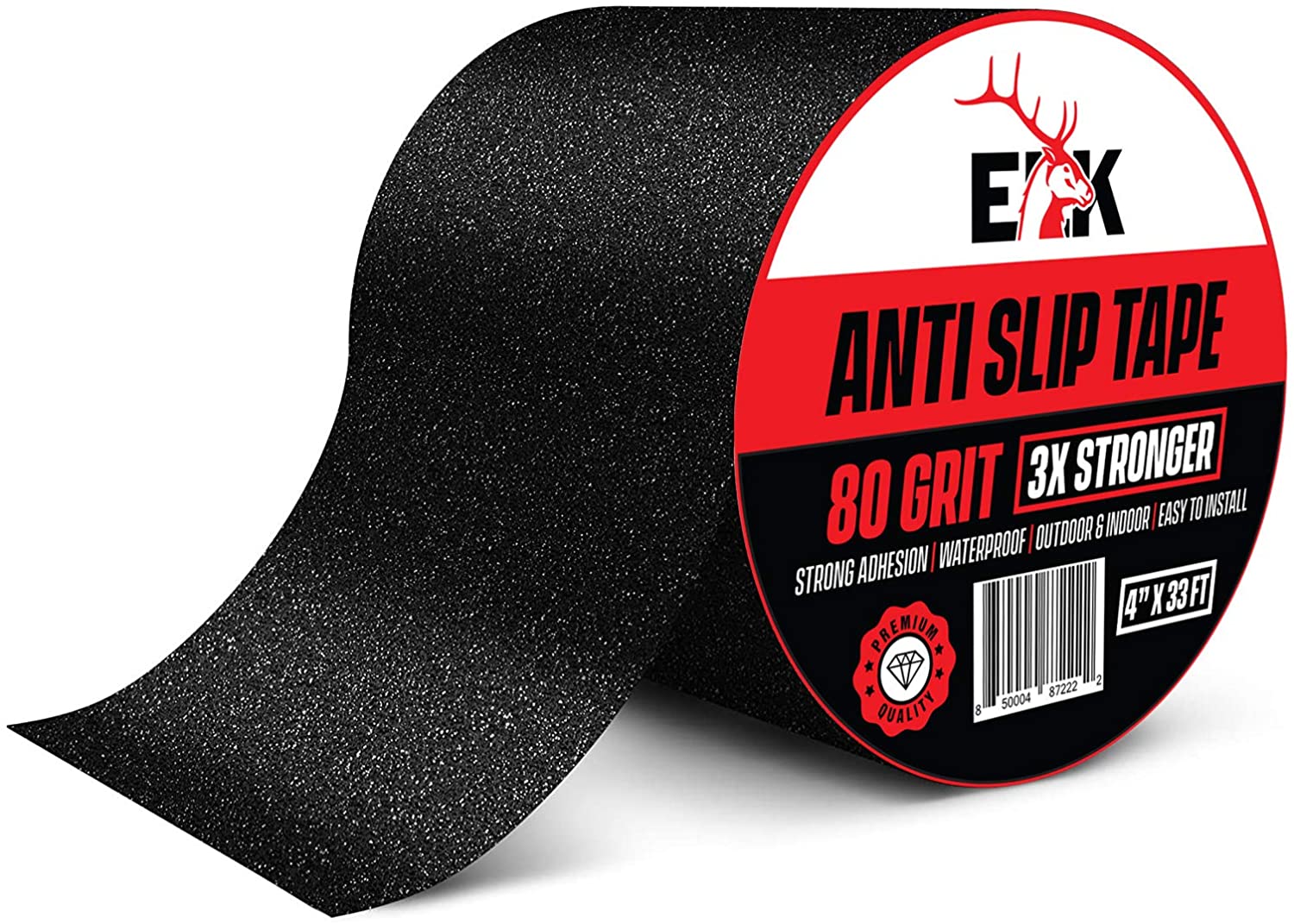 Black 8 Pack Indoor & Outdoor Waterproof Safety Steps Slip Guard Non-Slip Stair Tape 4 x 18 80 Grit