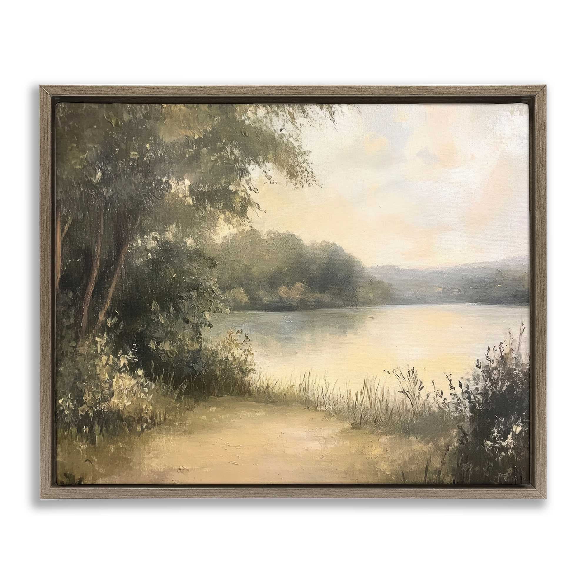 Stupell Industries BT-808-FFE-24X30 Shore of Peaceful Lake Floating Frame design by Petal Prints Design