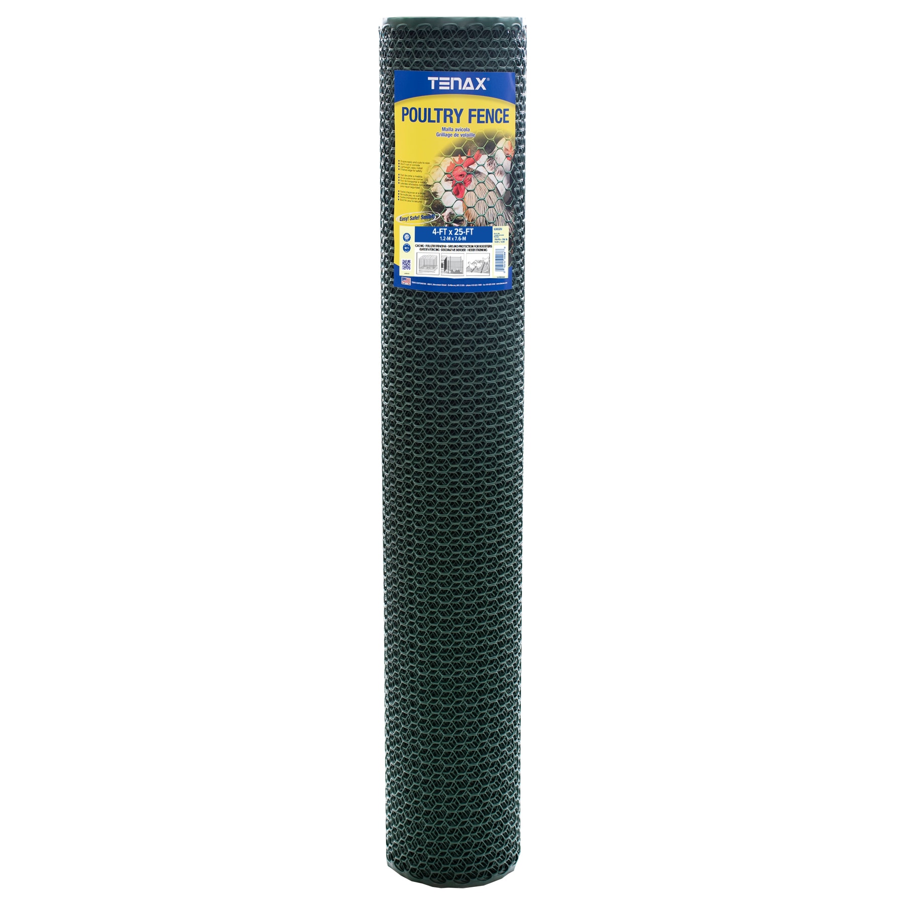 Tenax 2A240040 25-ft x 4-ft Green HDPE Chicken Wire Rolled Fencing