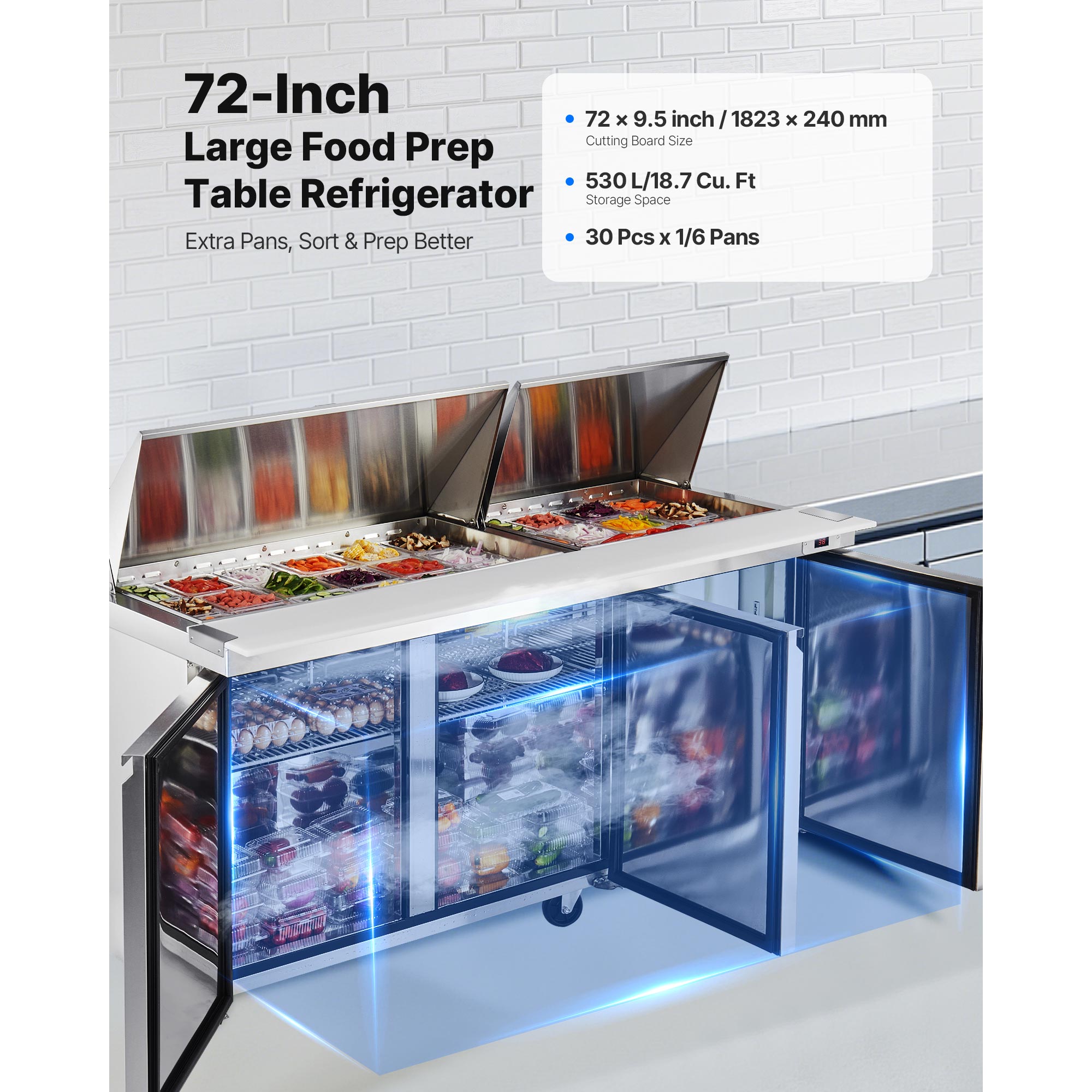 VEVOR SCGZTBX72INC08199V1 Refrig-Prep-Tables - View #2