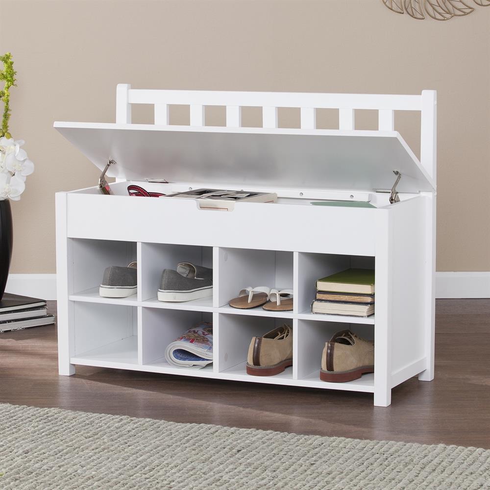 Boston Loft Furnishings Blaney Mission/Shaker Clean White Storage Bench ...