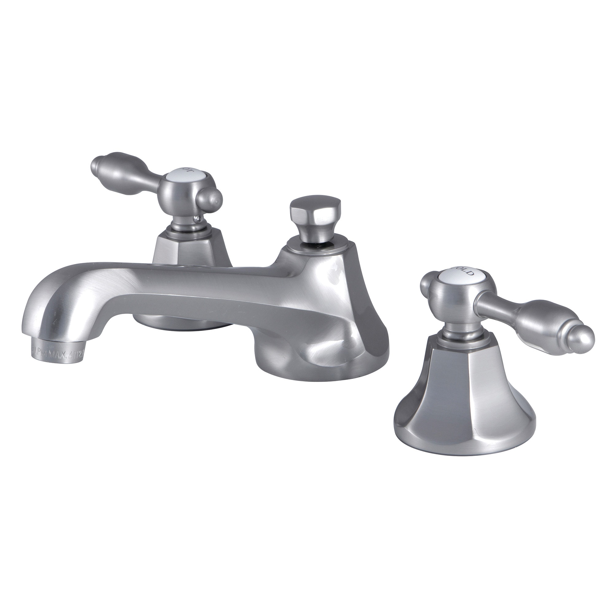 Kingston Brass WLKS4468TAL Tudor Brushed nickel Widespread 2-handle Low-arc Residential Handle Bathroom Sink Faucet with Drain