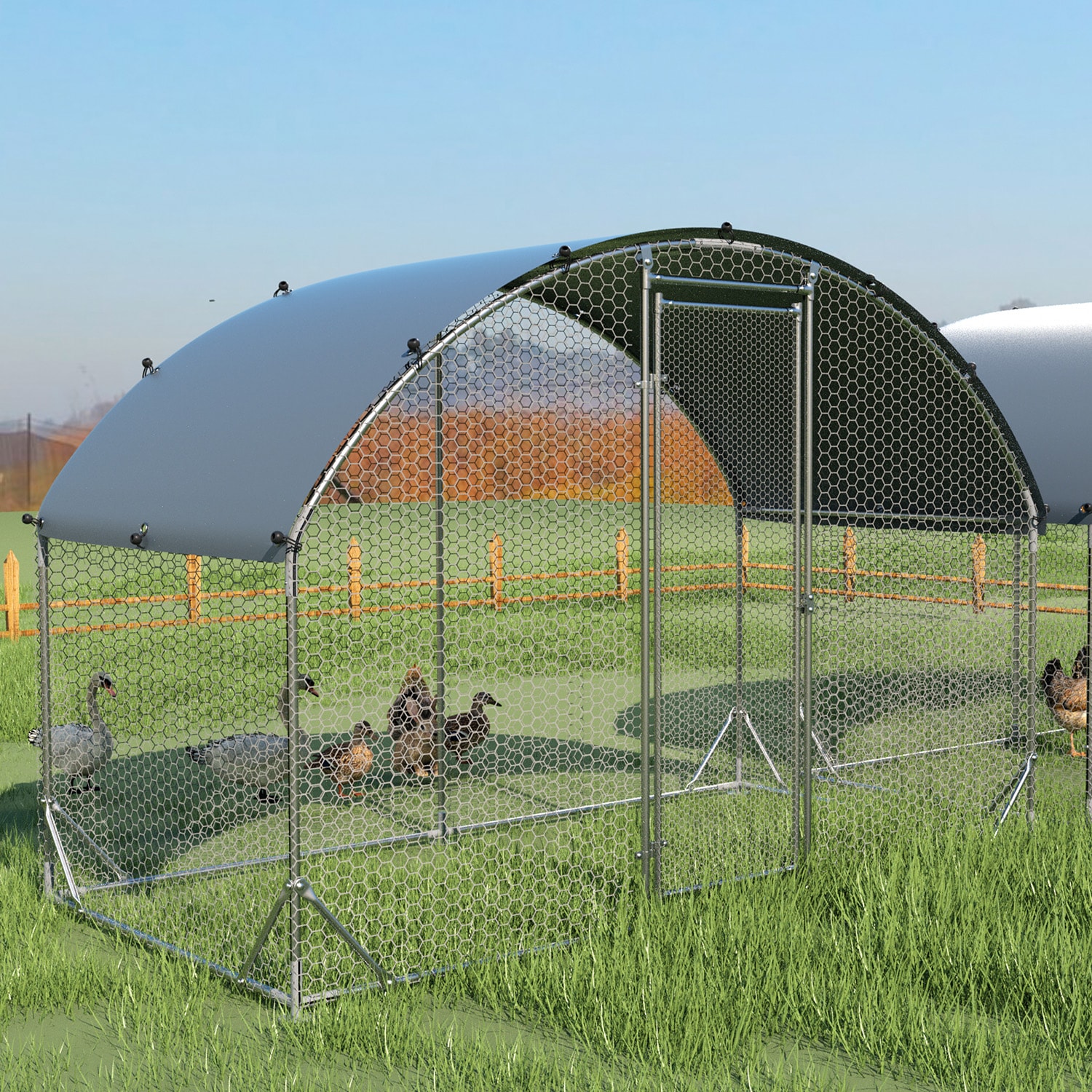 Mondawe MO-63132850 Silver Metal Chicken coop