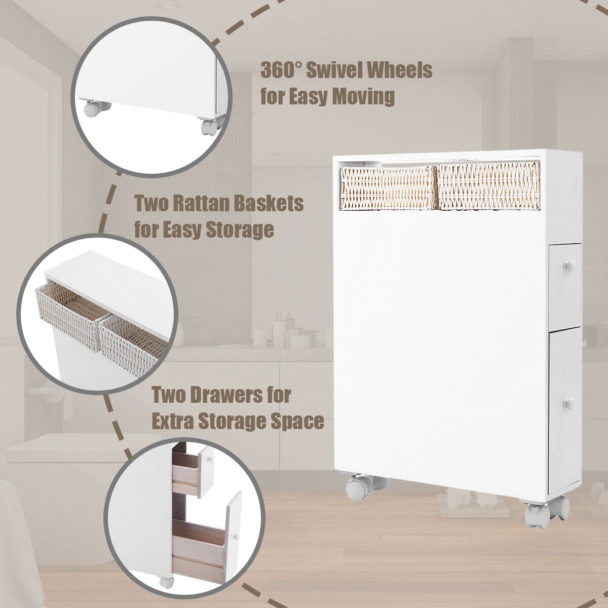 CASAINC WF-HW66225WH-LA Pull-Out-Cabinet-Baskets - View #4