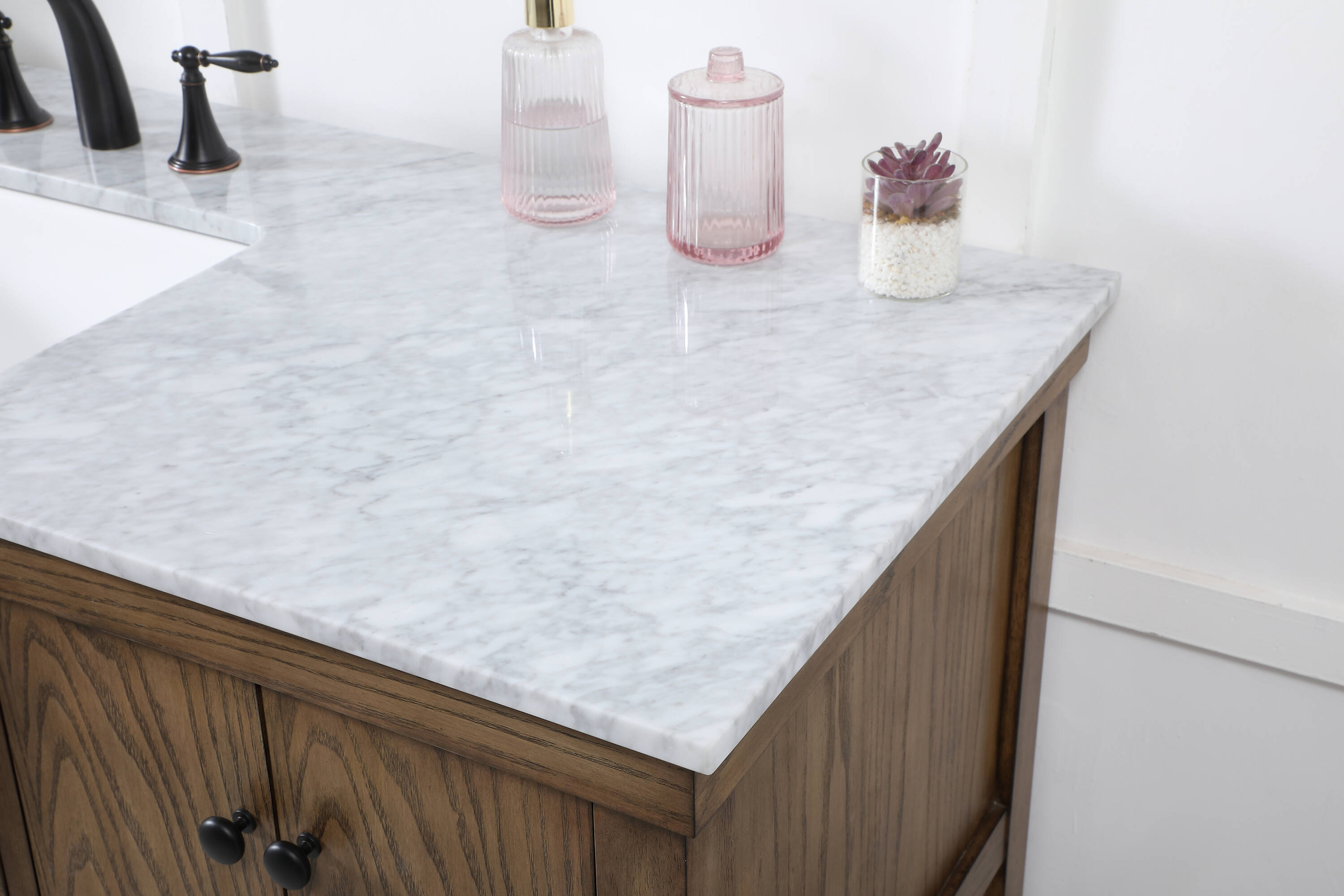 Driftwood Single Bathroom Vanity with Carrara White Marble Top