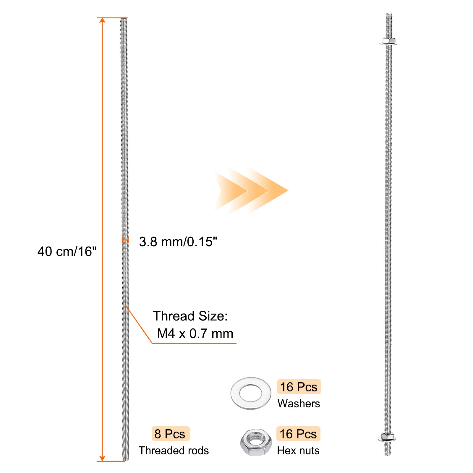Unique Bargains S25072801UX3601 Threaded-Rod - View #2