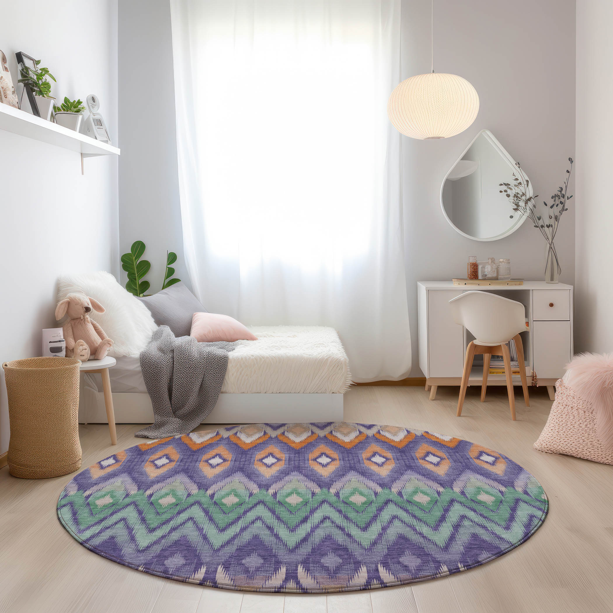 Addison Rugs ACN617PP8RO Chantille ACN617PP 8 x 8 (ft) Polyester Purple Round Indoor/Outdoor Abstract Machine washable Area rug